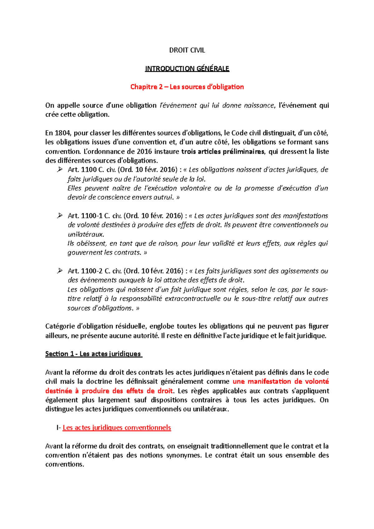 Séance 2 Chapitre 2 Notes De Cours Droit Civil Des Obligations Droit Civil Introduction 0808