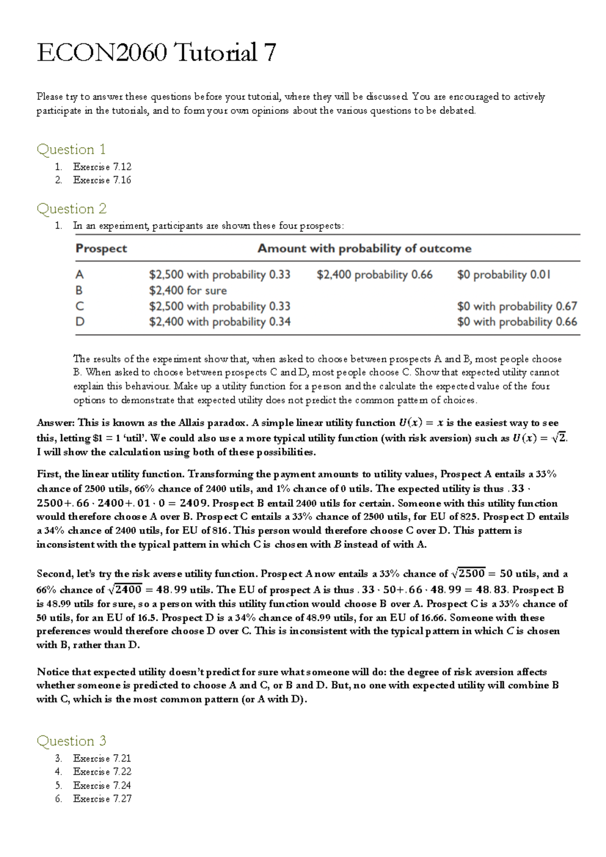 Tutorial 7 Questions (solutions) - ECON2060 Tutorial 7 Please try to ...