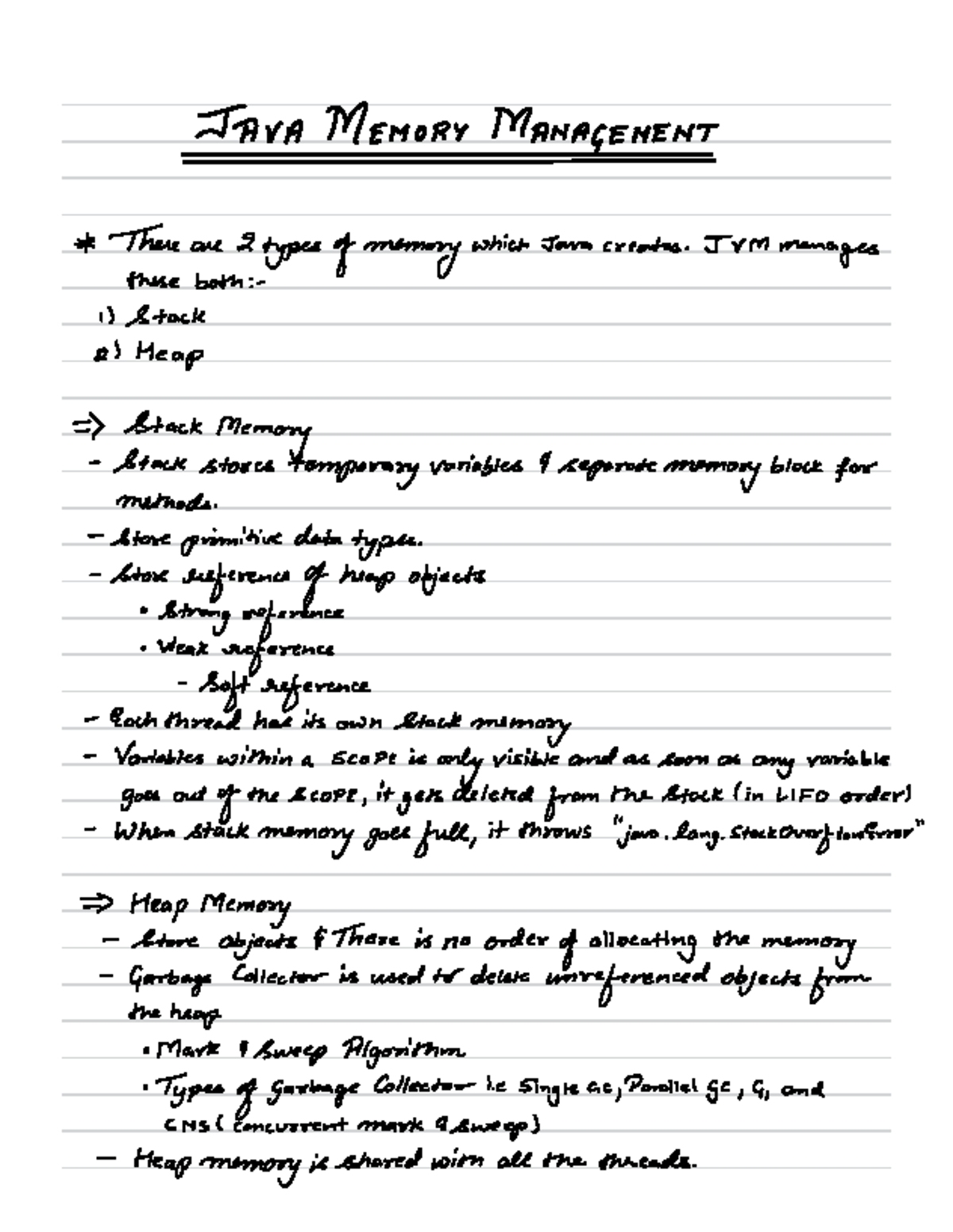 #9 Memory Management - JAVA MEMORY MANAGEMENT There ore 2 ####### types ...