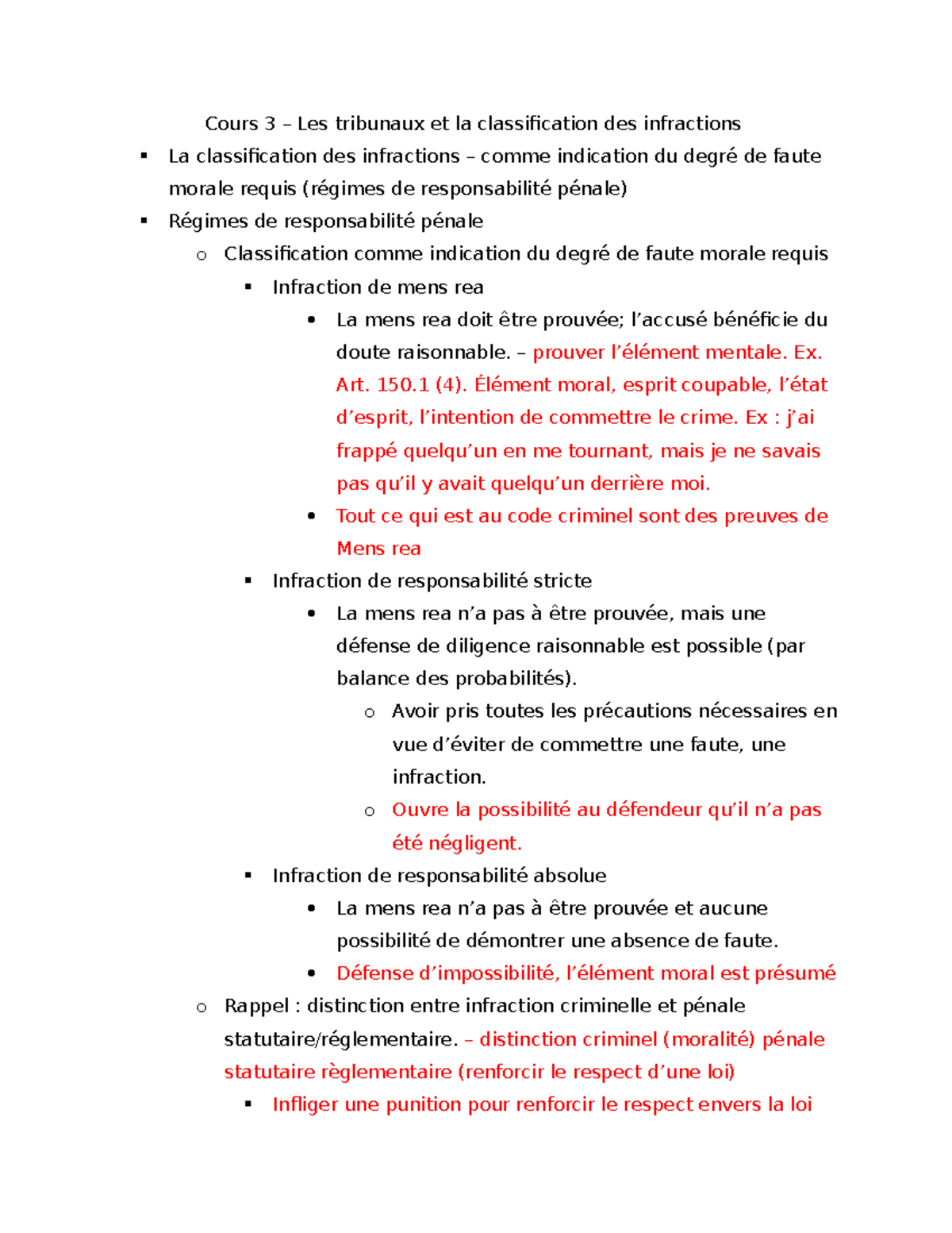 Cours 3 - Notes De Cour - Cours 3 – Les Tribunaux Et La Classification ...