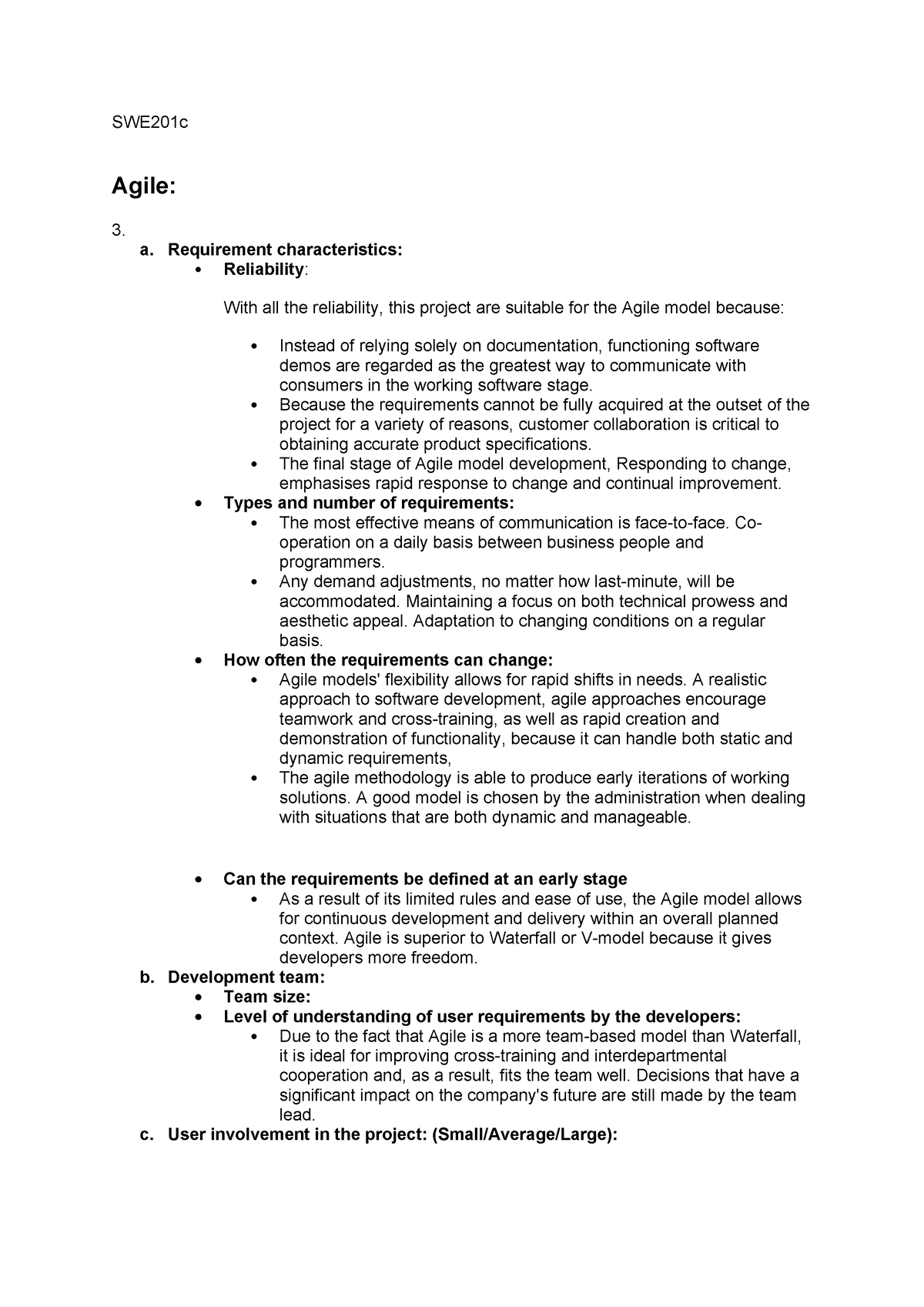 Question 1 SWE201c 2 - Solution - SWE201c Agile: 3. A. Requirement ...