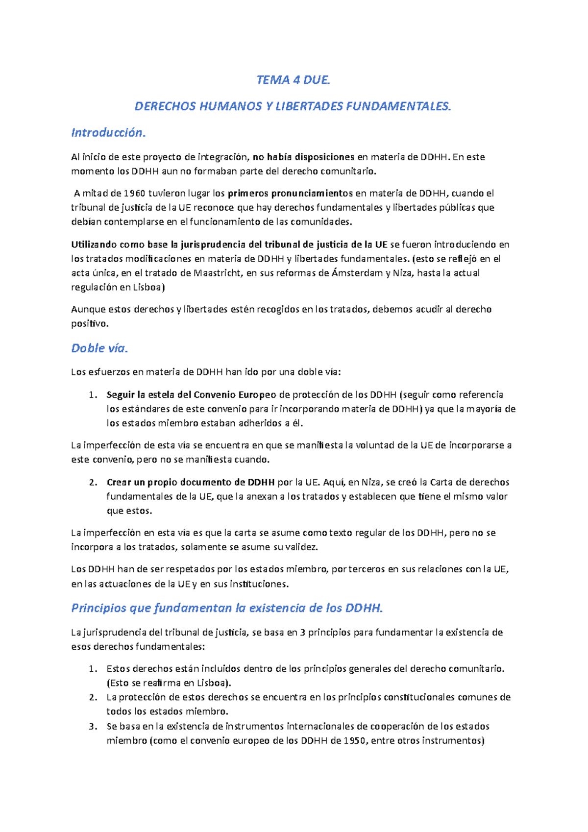 TEMA 4 Derecho Unión Europea - TEMA 4 DUE. DERECHOS HUMANOS Y ...