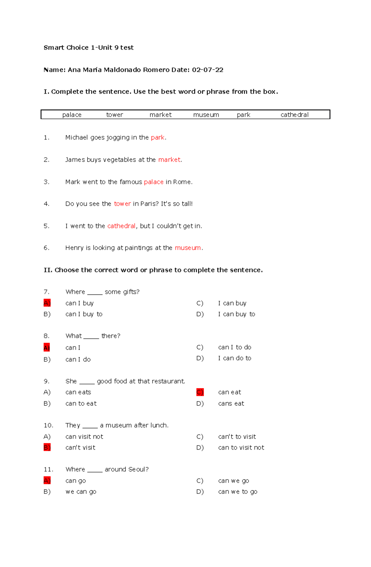 Smart Choice Unit Test Docx Ana Smart Choice Unit Test Name