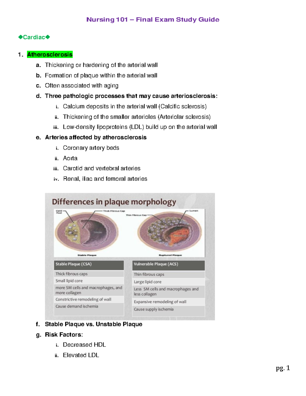 Nursing 101 Final Exam Study Guide Assesment - Nursing 101 – Final Exam ...