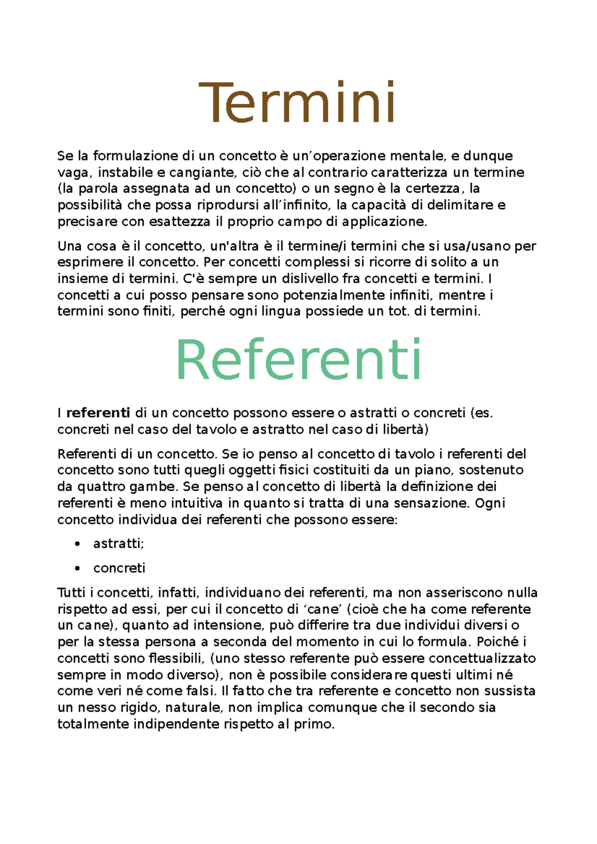 Argomento: termini e referenti; riassunti metodologia e tecnica della ...
