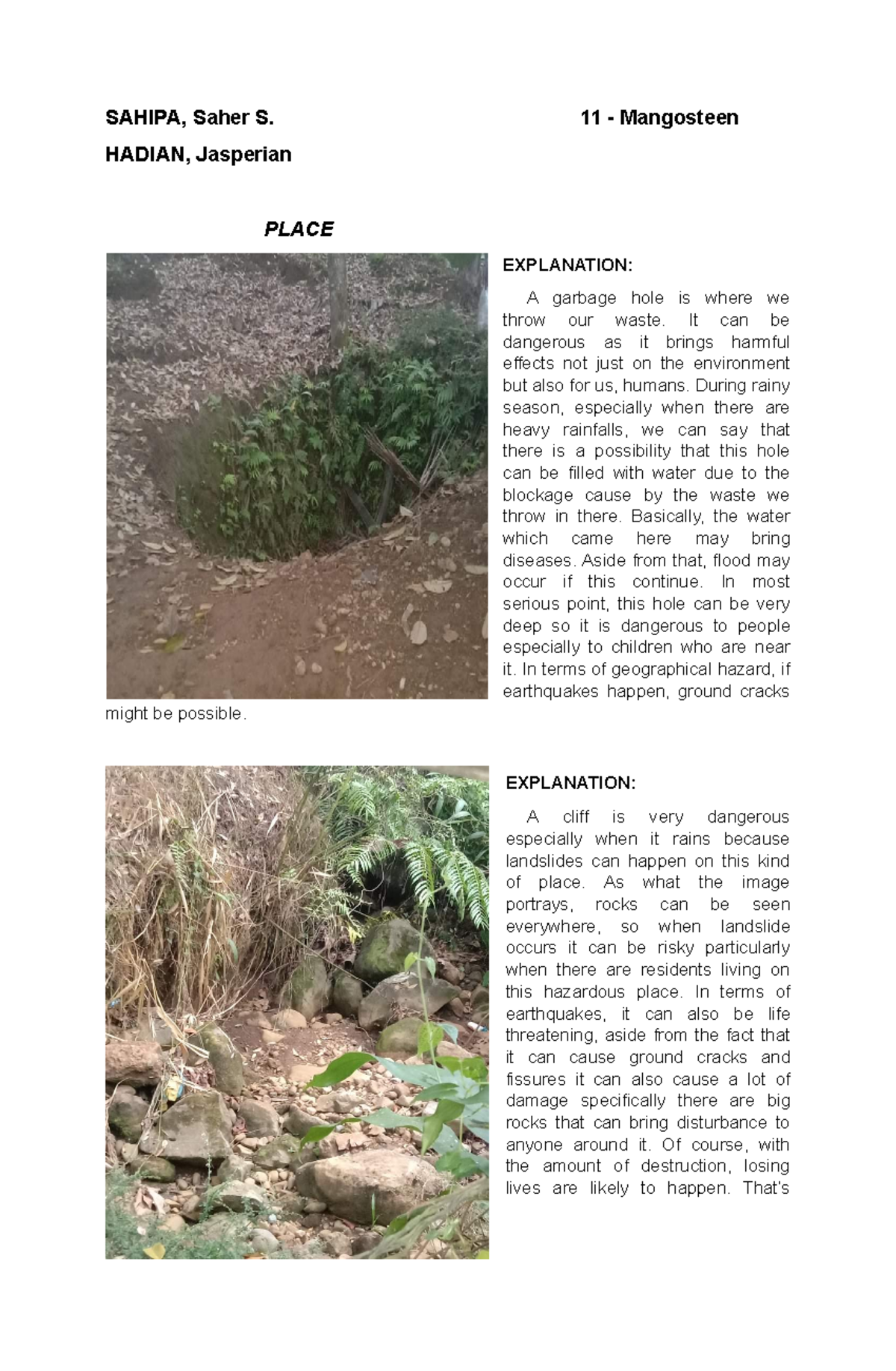Geographical hazards nothing special SAHIPA, Saher S. 11