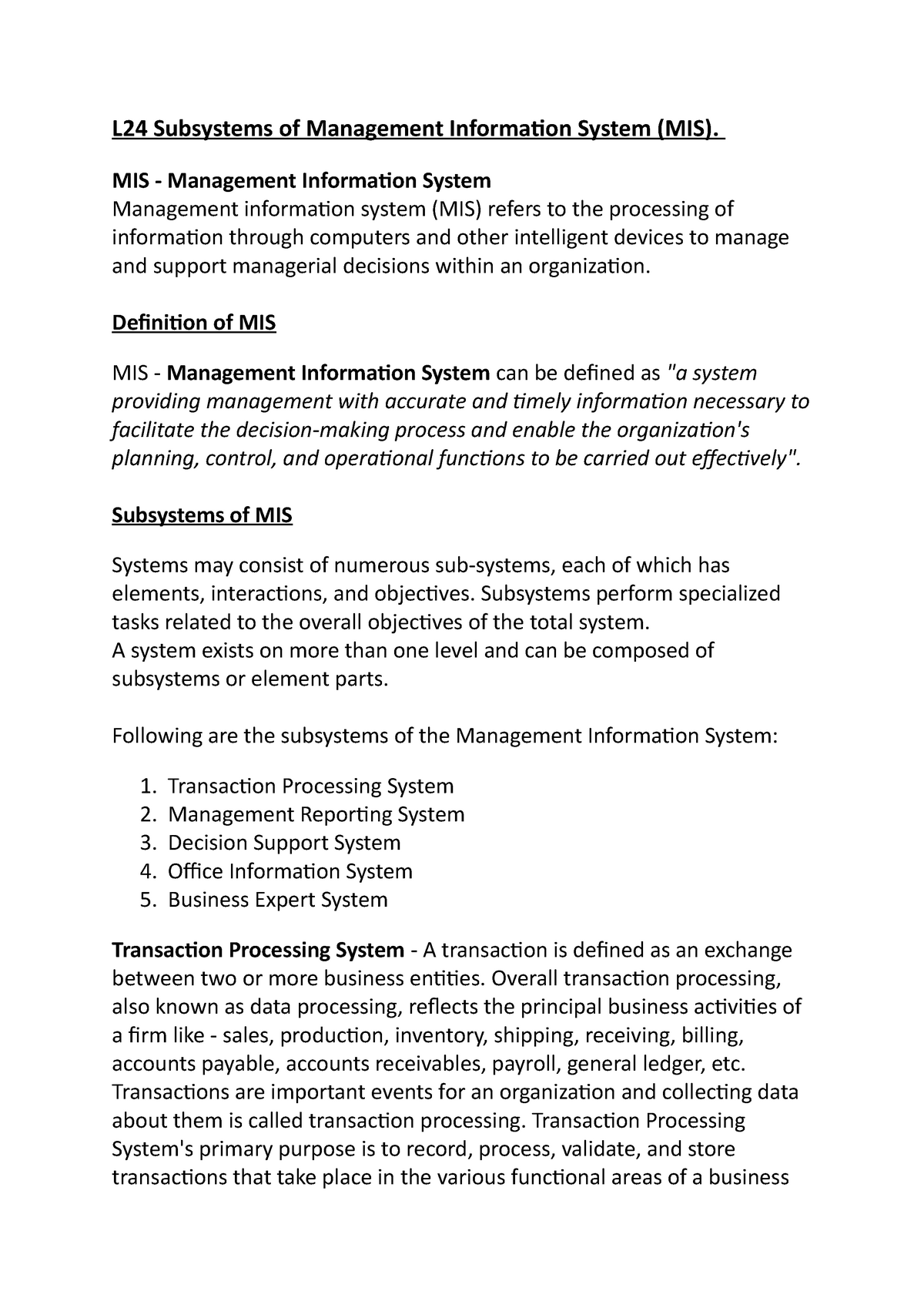 What Is Information System Management Course