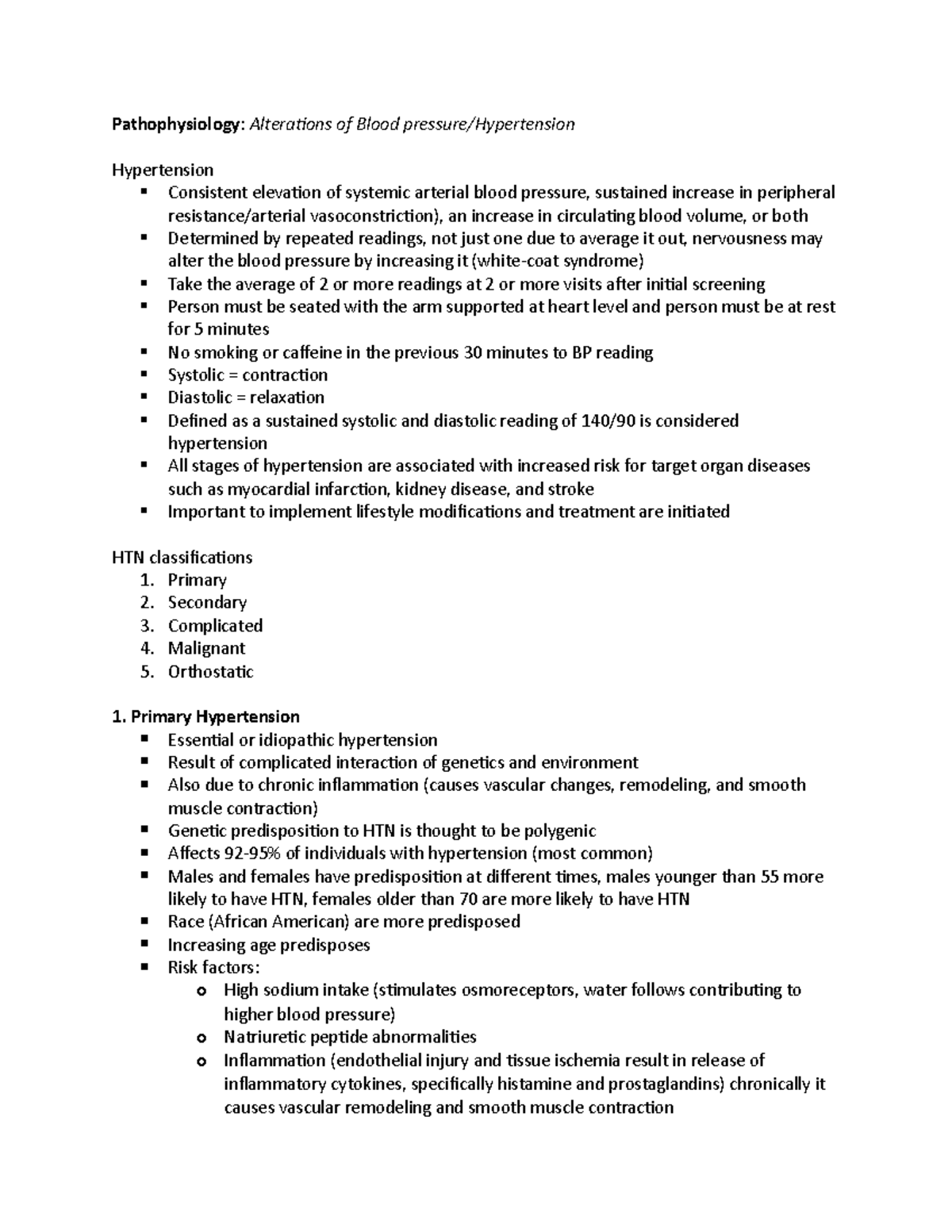 Hypertension lecture notes - Nurs 2003 - Memorial University - Studocu