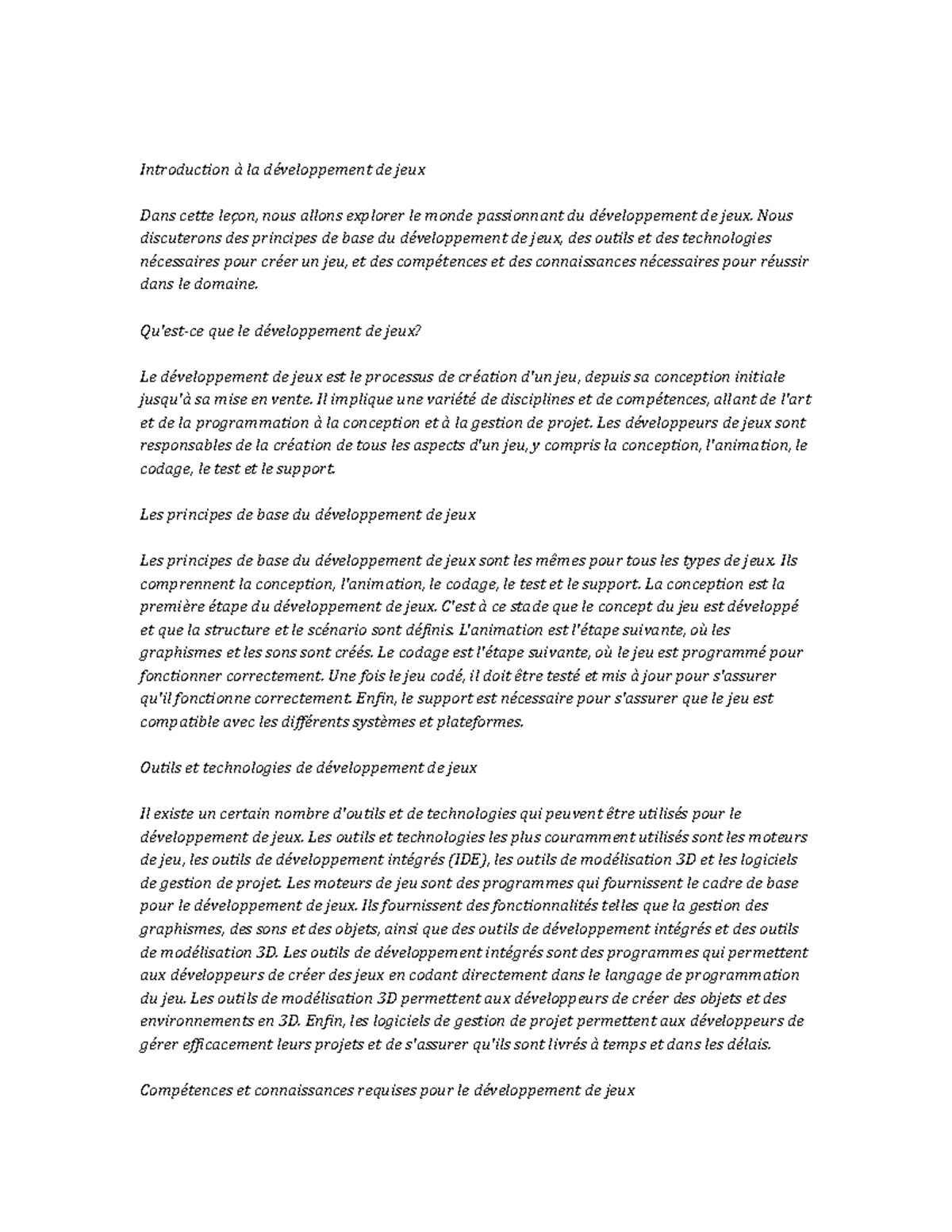 Game Development Study Notes - Introduction à la développement de jeux ...