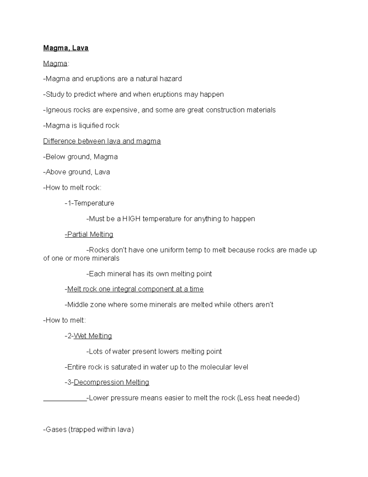 Geology Notes 4 - Magma, Lava Magma: -Magma and eruptions are a natural ...