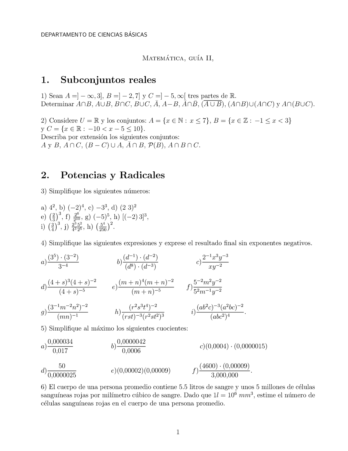 Guia2Mat ND - Guía 2 Matemática - DEPARTAMENTO DE CIENCIAS B ́ASICAS ...