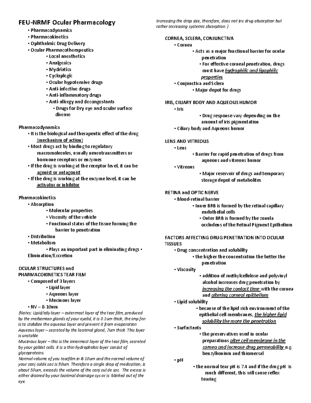 Ocular-Pharmacology - Ocular pharmacokinetics is an assessment of drug ...