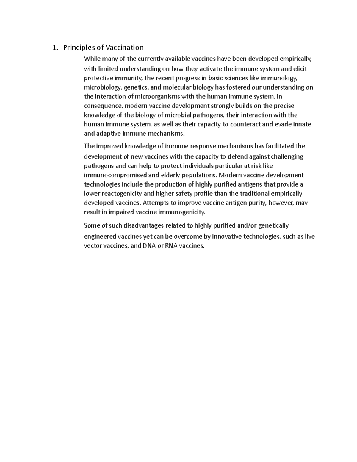 Principles of Vaccination - 1. Principles of Vaccination While many of ...