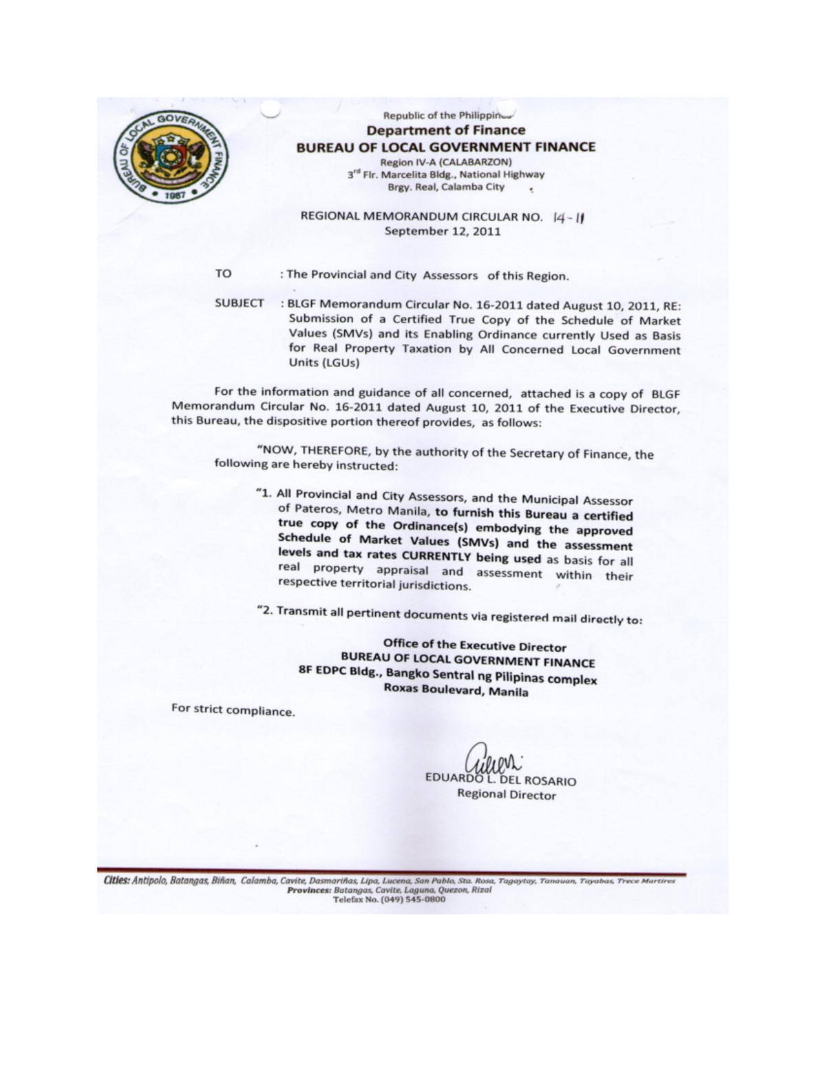 Rmc1411 - fmbksfgnlkdln, - Republic of the Philippin TOCAL GOVERNMENT ...