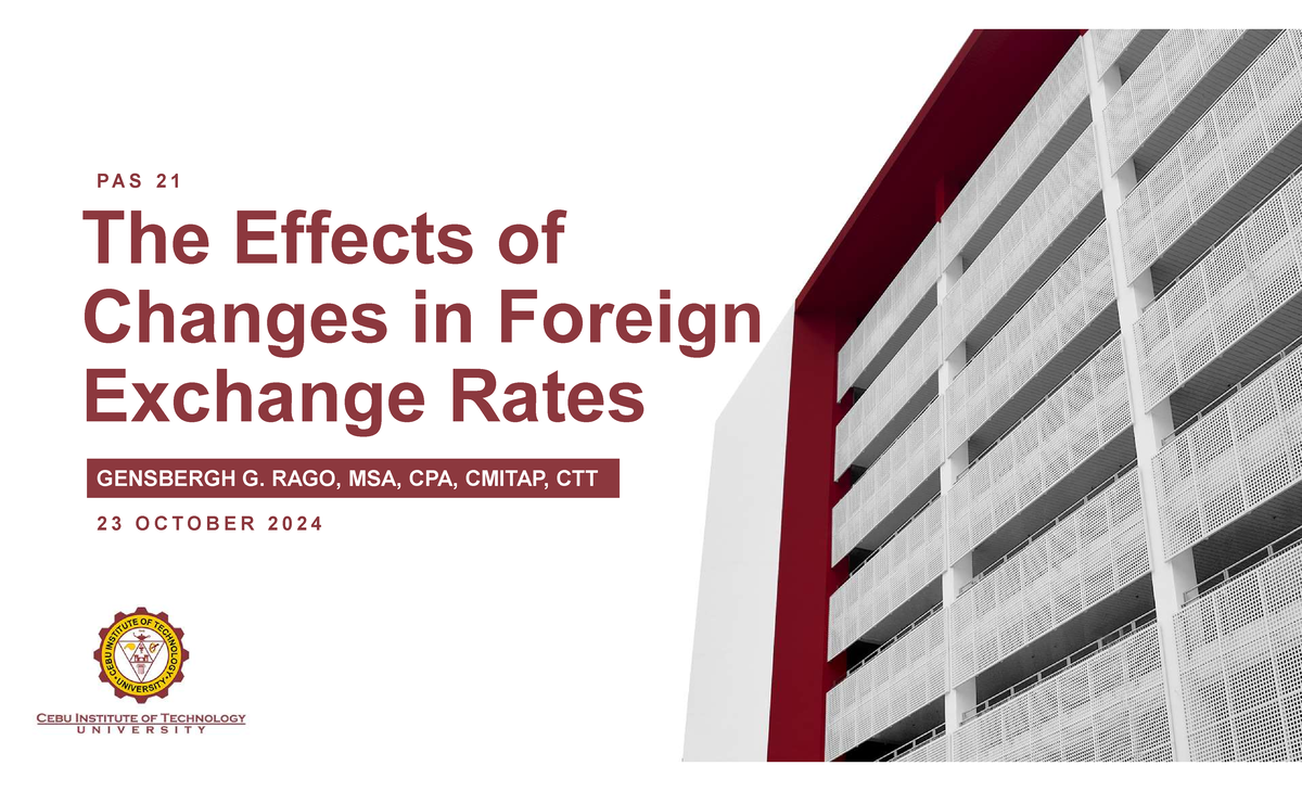 Business Combi - The Effects of Changes in Foreign Exchange Rates 2 3 O ...