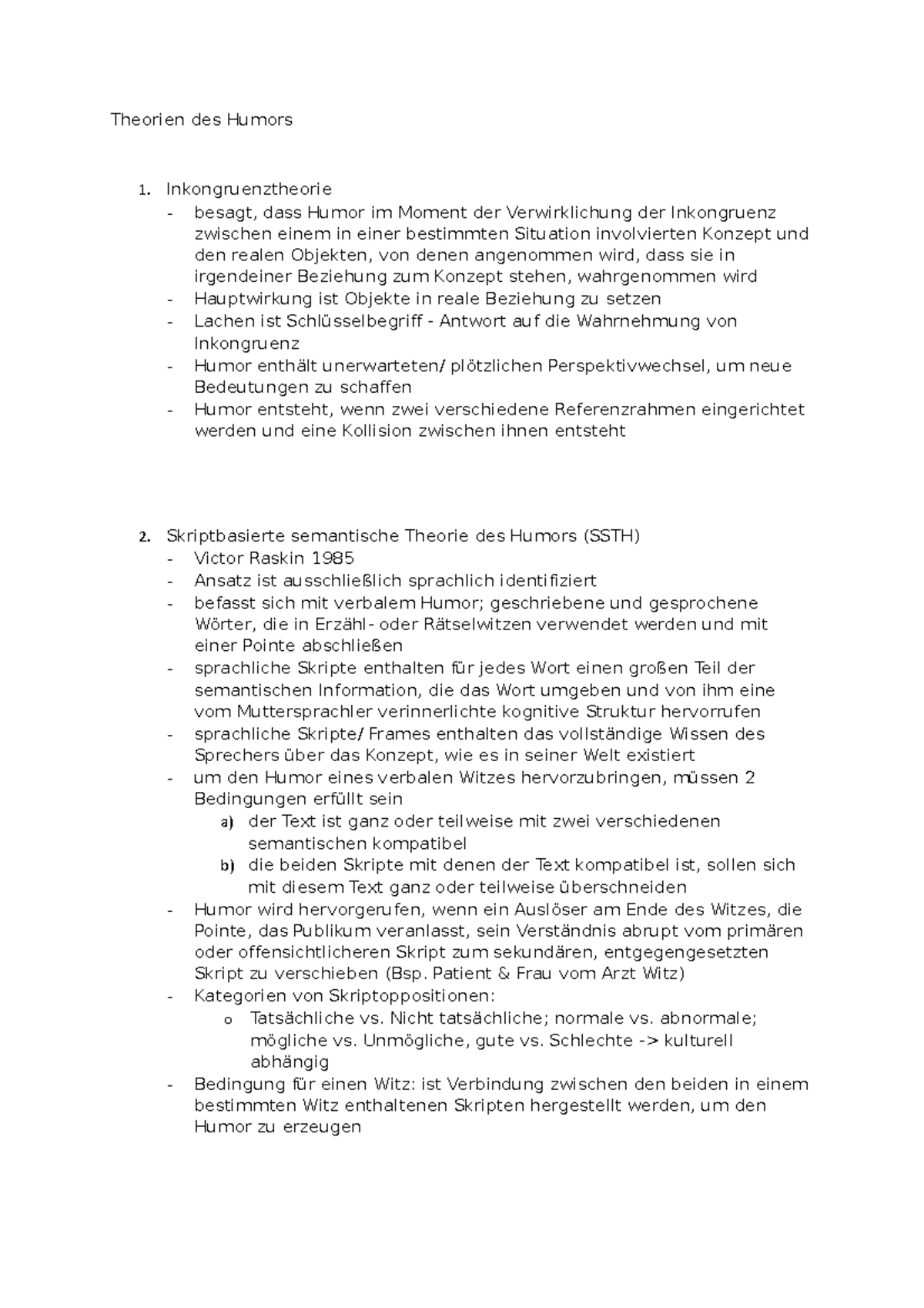 Theorien des Humors - Mitschirft - Basismodul Texte und Kontexte für ...