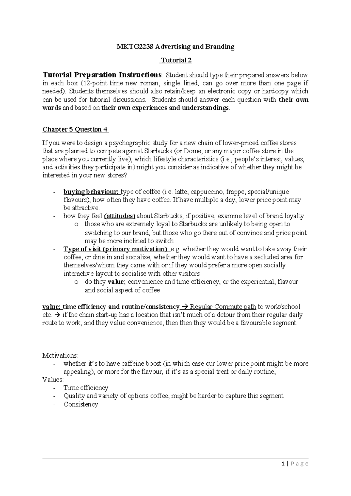 Tutorial 2 Topic 3 - MKTG2238 Advertising and Branding Tutorial 2 ...
