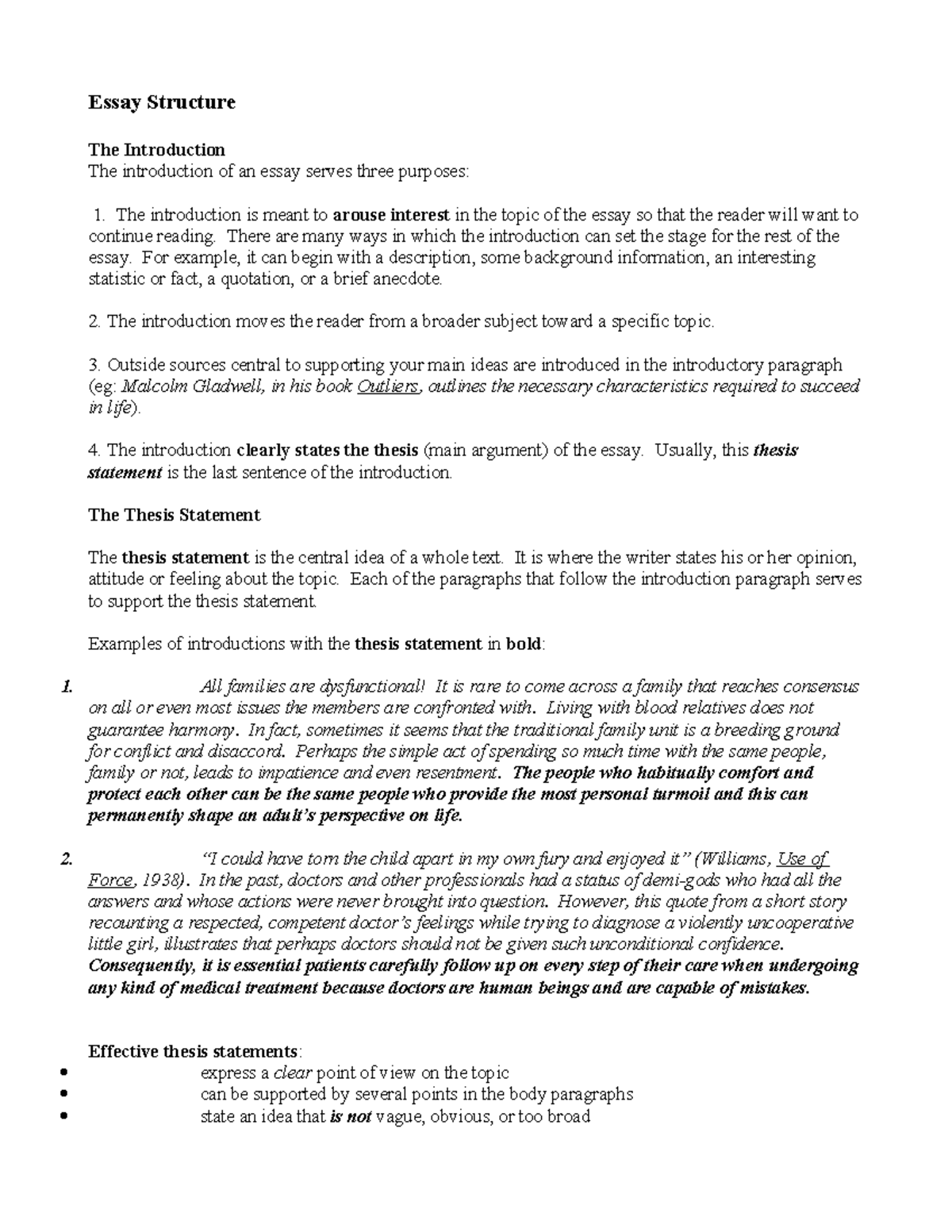 Basic Essay Structure - Essay Structure The Introduction The ...