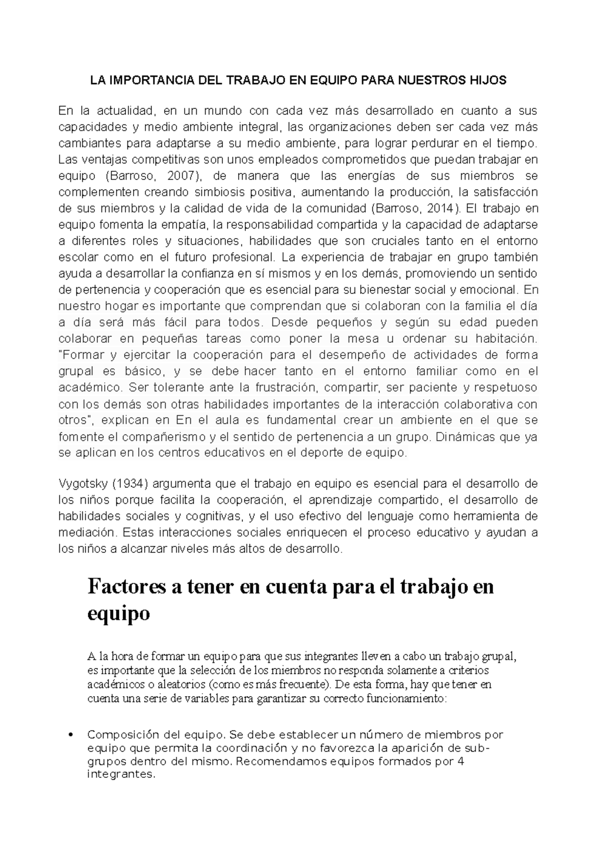 LA Importancia DEL Trabajo EN Equipo PARA Nuestros Hijos - LA ...