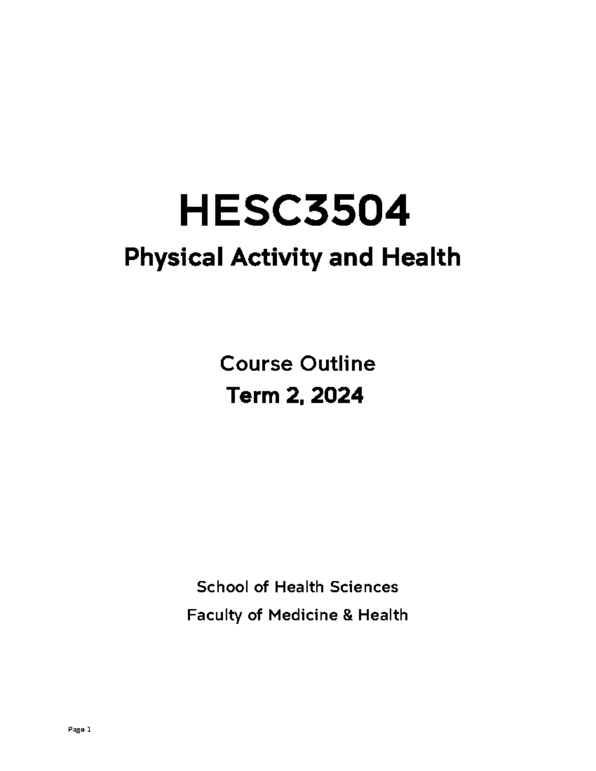 HESC3504 Course Outline 2024 - HESC Physical Activity and Health Course ...