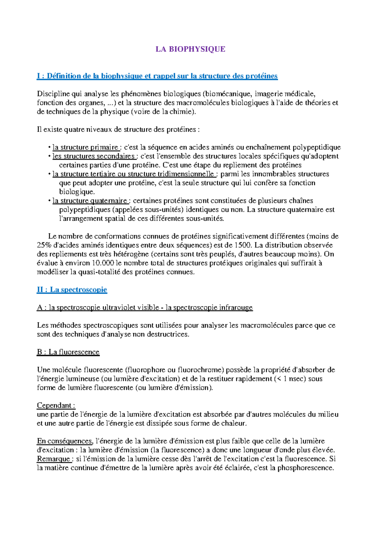 Biophysique biologie LA BIOPHYSIQUE I Définition de la