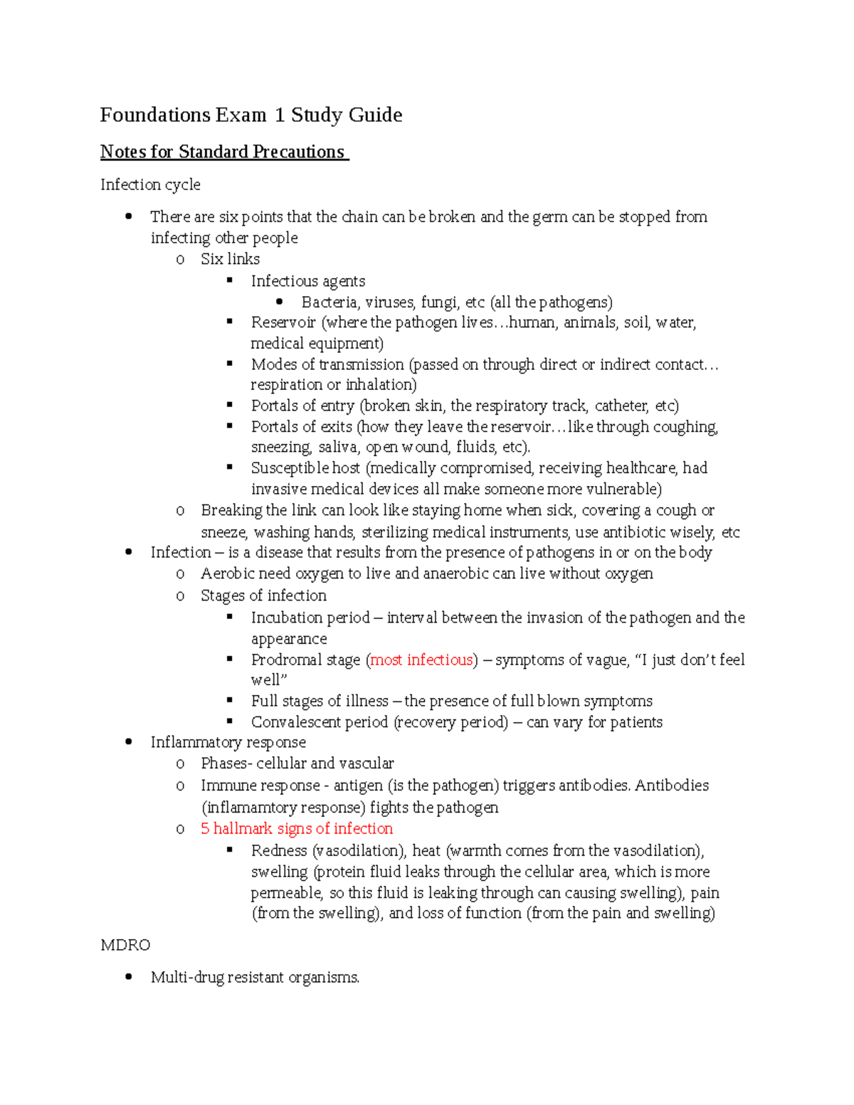 Foundations Exam 1 Study Guide Foundations Exam 1 Study Guide Notes