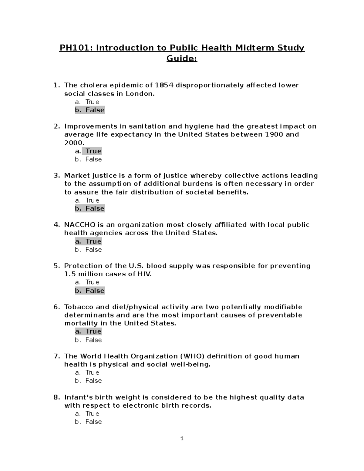 Midterm Study Guide - PH101: Introduction to Public Health Midterm ...