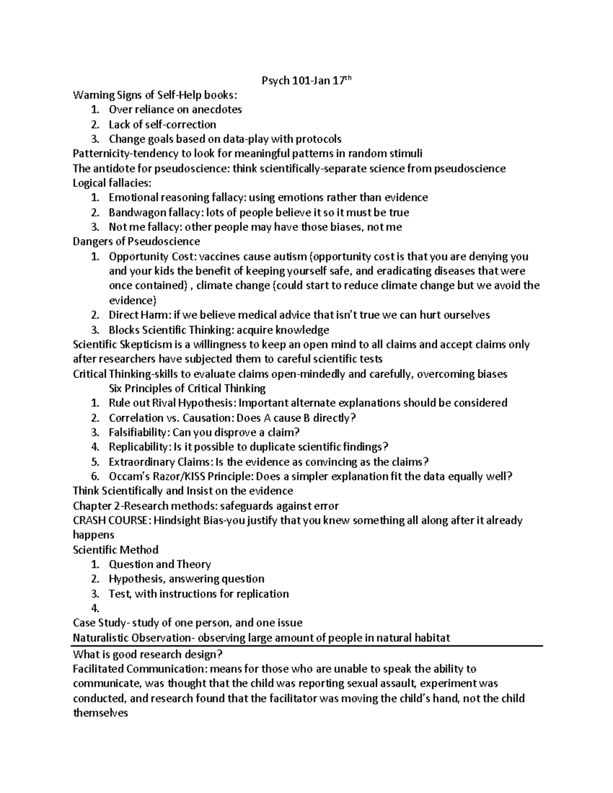 Psych 101 Jan 17th Lecture Notes 2 Warning Tt Undefined Function 32 Psych 101 Jan 17th