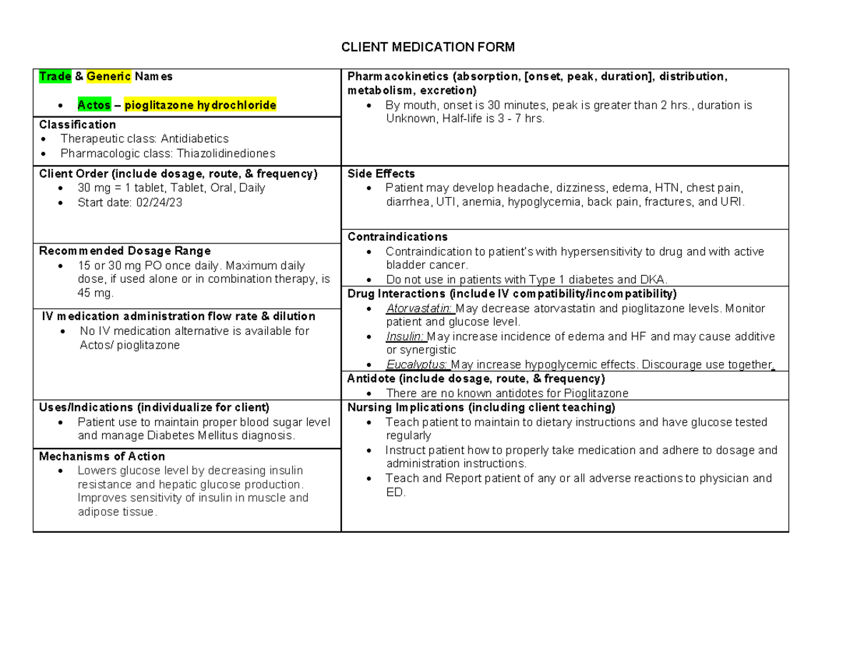 Med pioglitazone medsheet - CLIENT MEDICATION FORM Trade & Generic ...