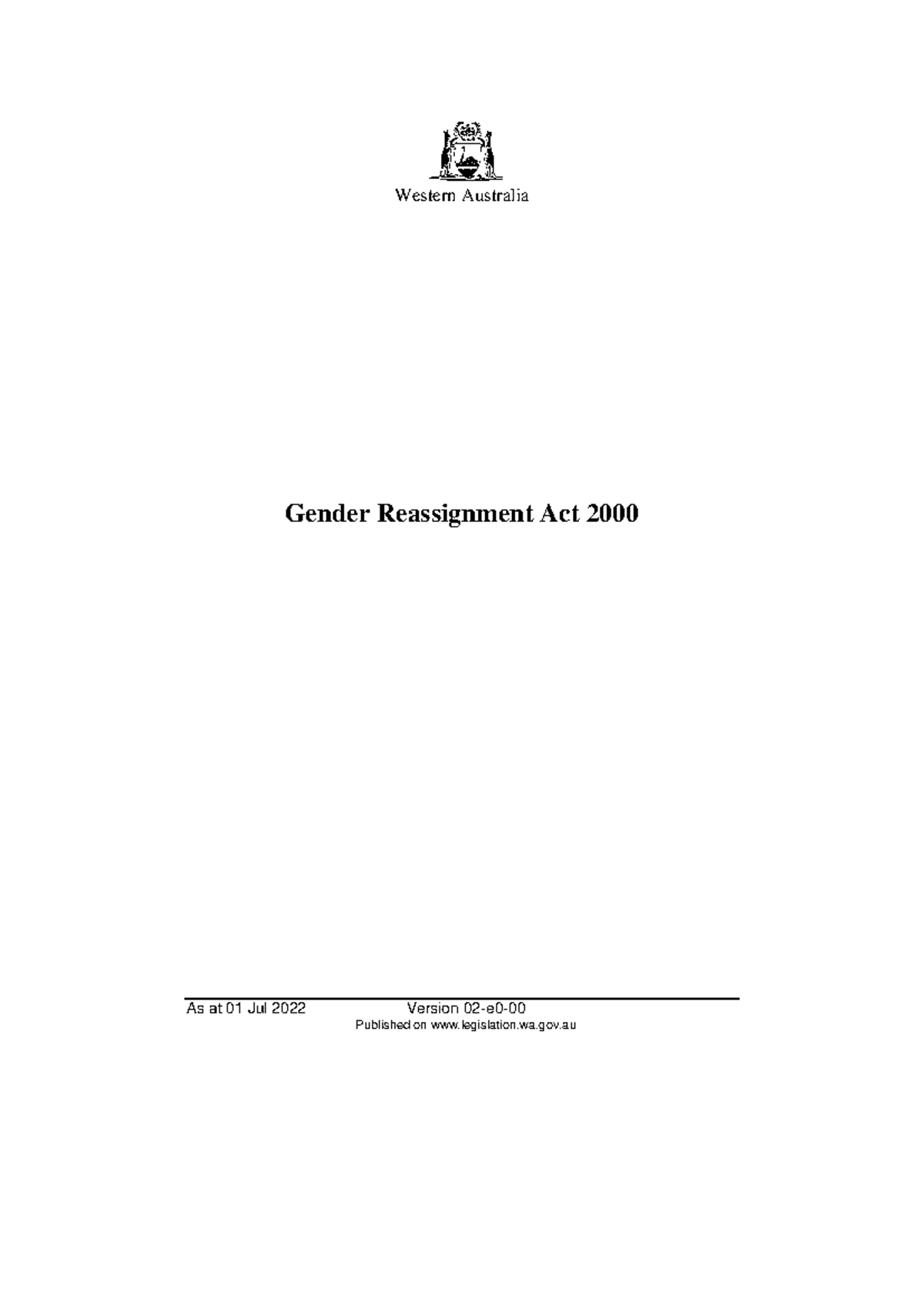 gender reassignment act 2000 (wa)