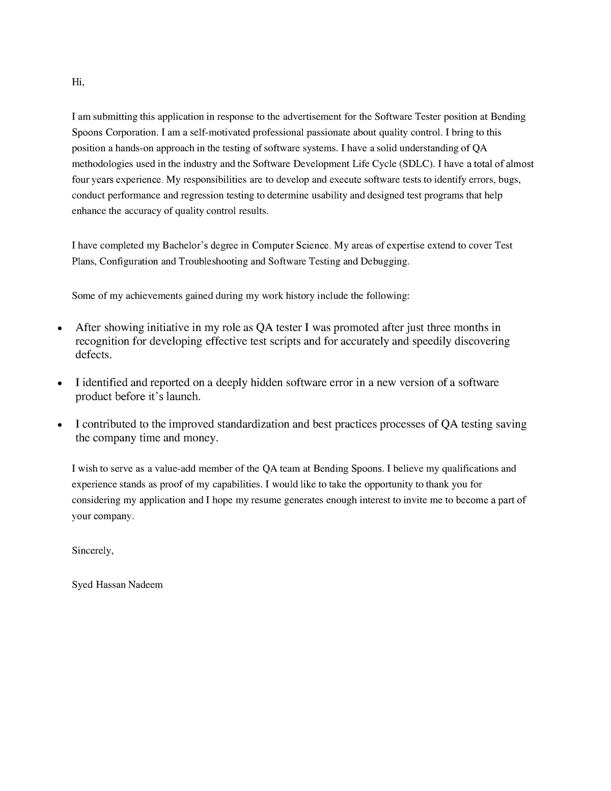 Cover Letter for research testing puro - Hi, I am submitting this ...