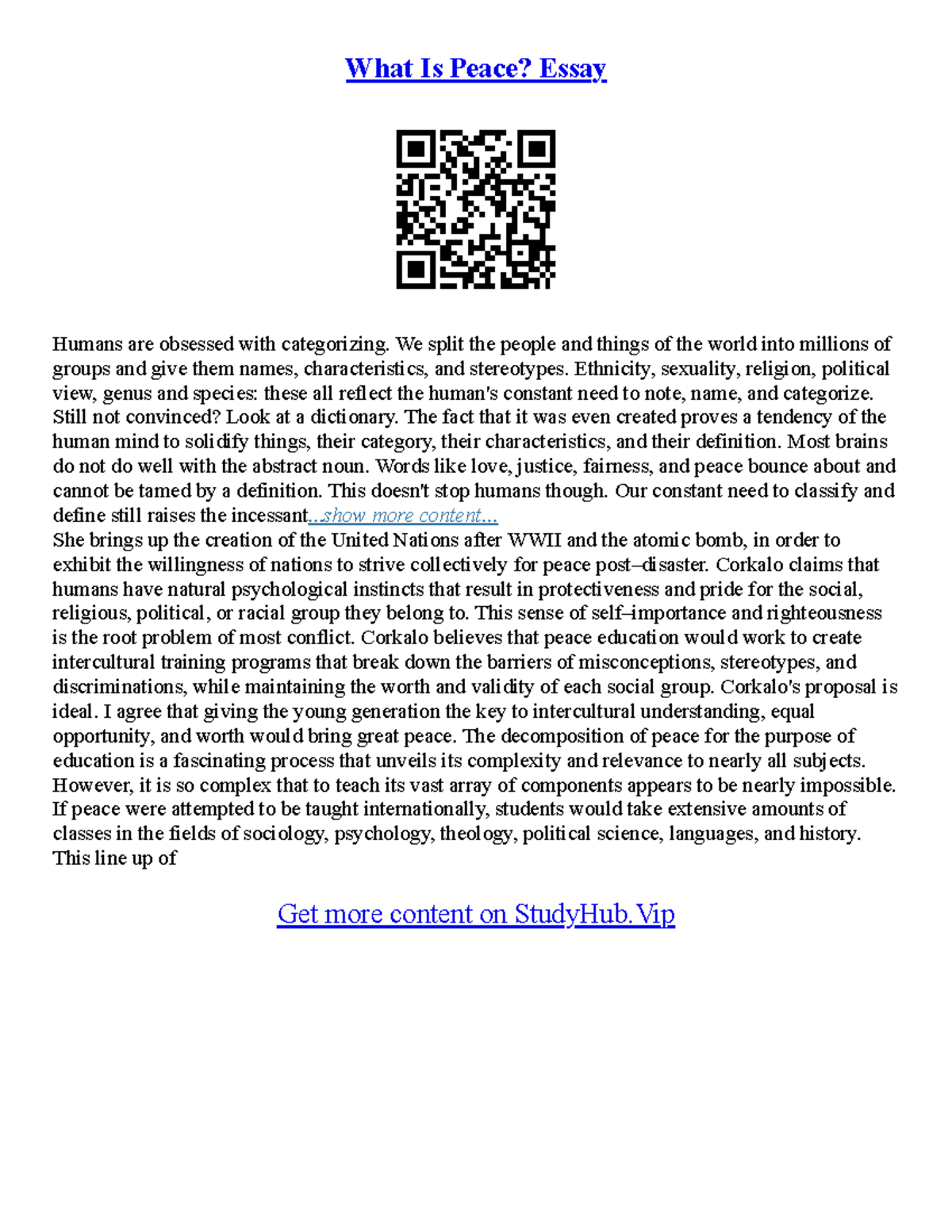 Peace Essay Topics - What Is Peace? Essay Humans are obsessed with ...