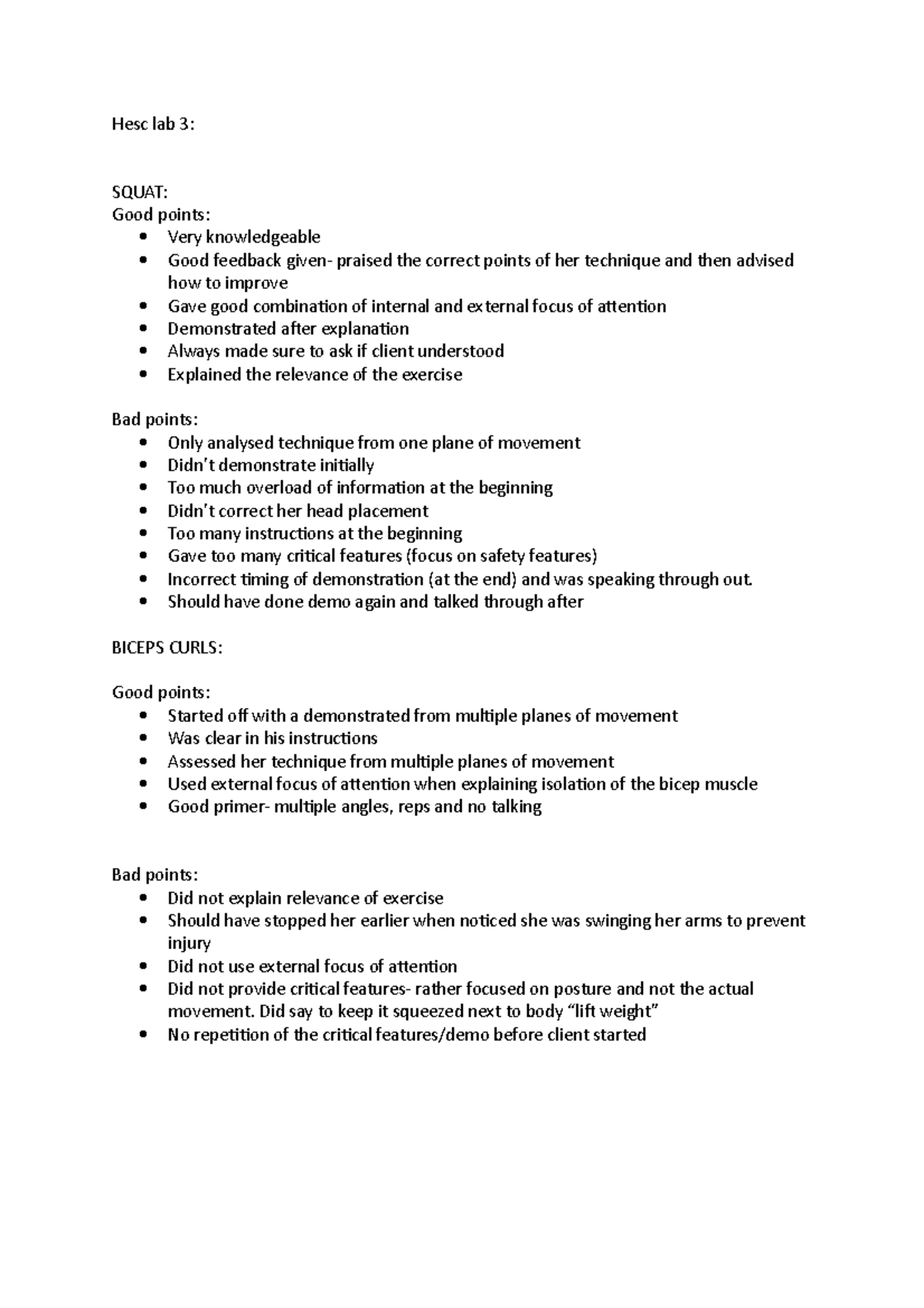 Hesc lab 3 - prac - HESC2452 - Movement Assessment and Instruction ...