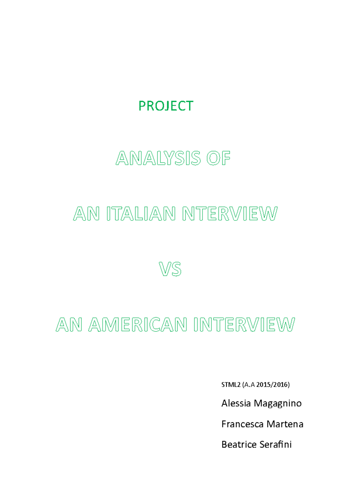 Practical - Letteratura italiana - Analysis of an italian interview vs ...