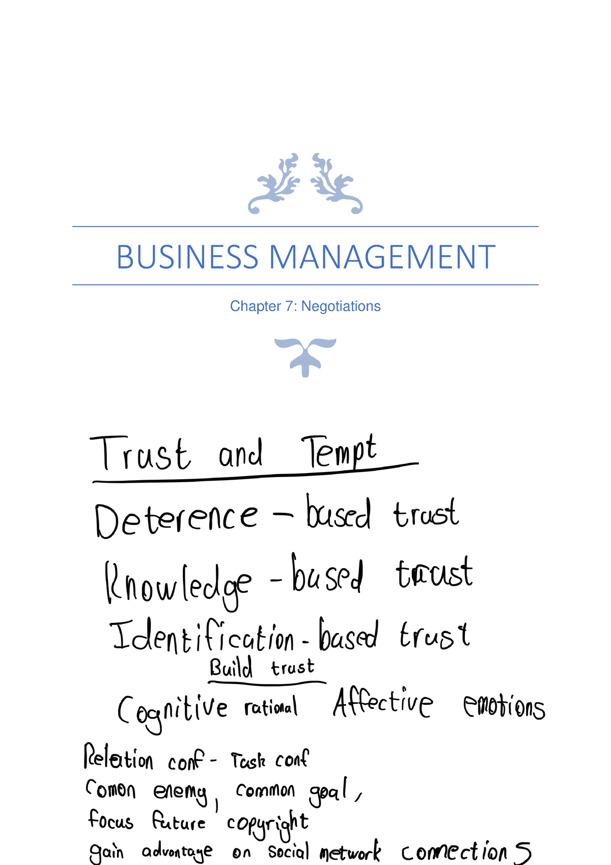 Chapter 7 Negotiations - BUSINESS MANAGEMENT Chapter 7: Negotiations ...