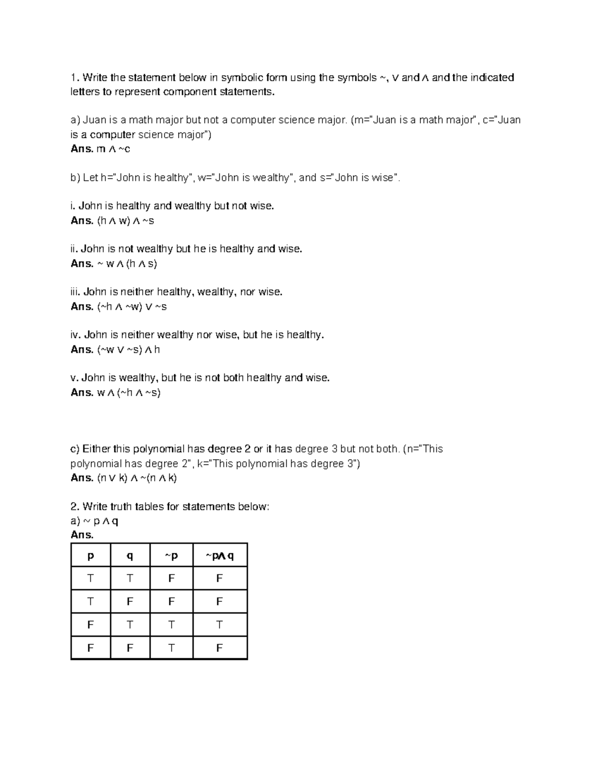 Discrete Structure(Assignment) - Kripal - Write the statement below in ...