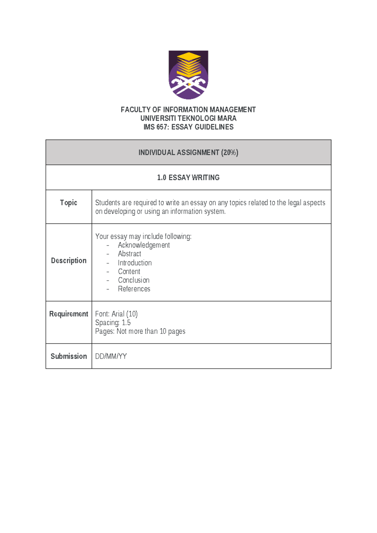 IMS657 - Assignment (2022) - FACULTY OF INFORMATION MANAGEMENT ...