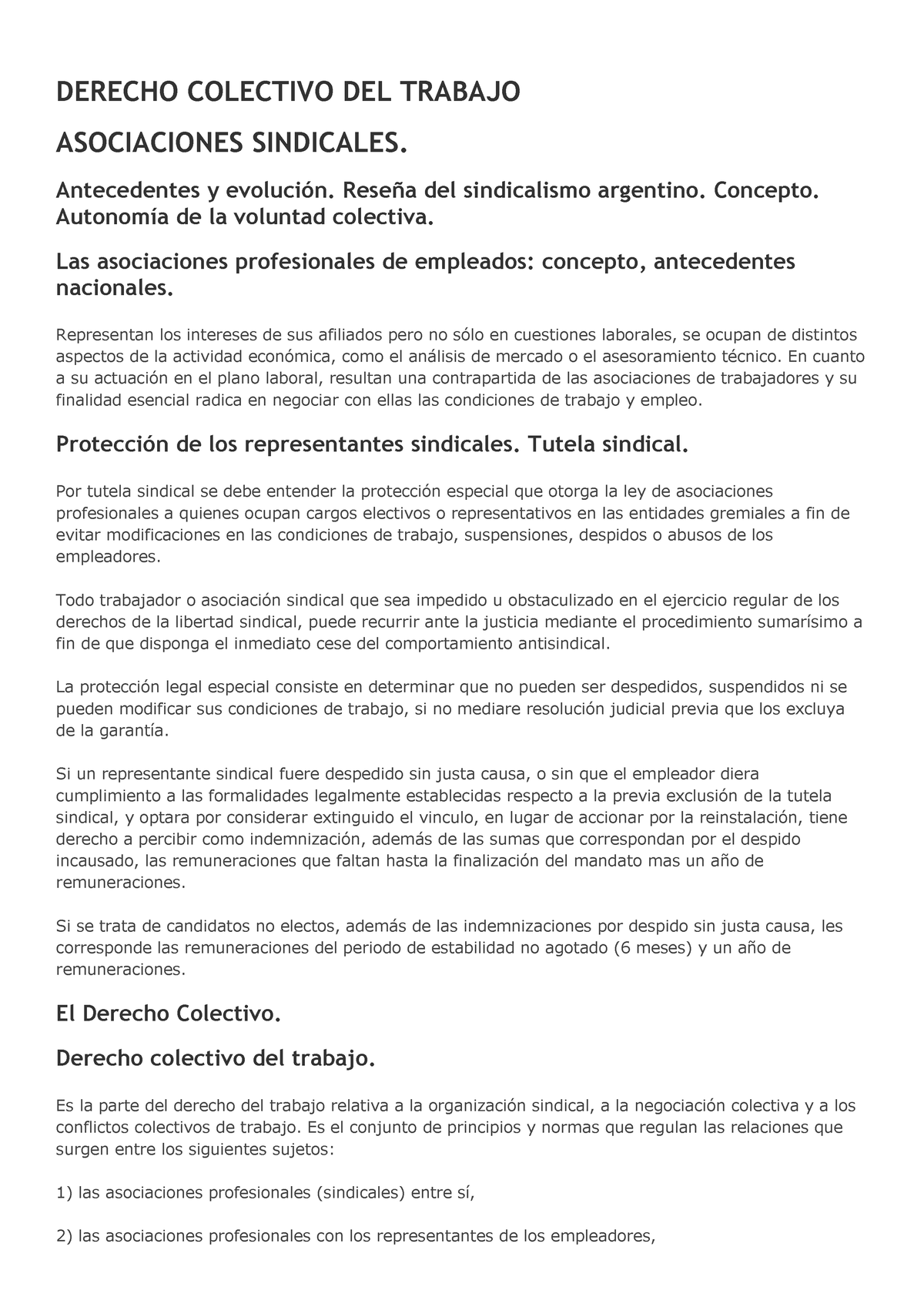 Derecho Colectivo Del Trabajo Derecho Colectivo Del Trabajo Asociaciones Studocu