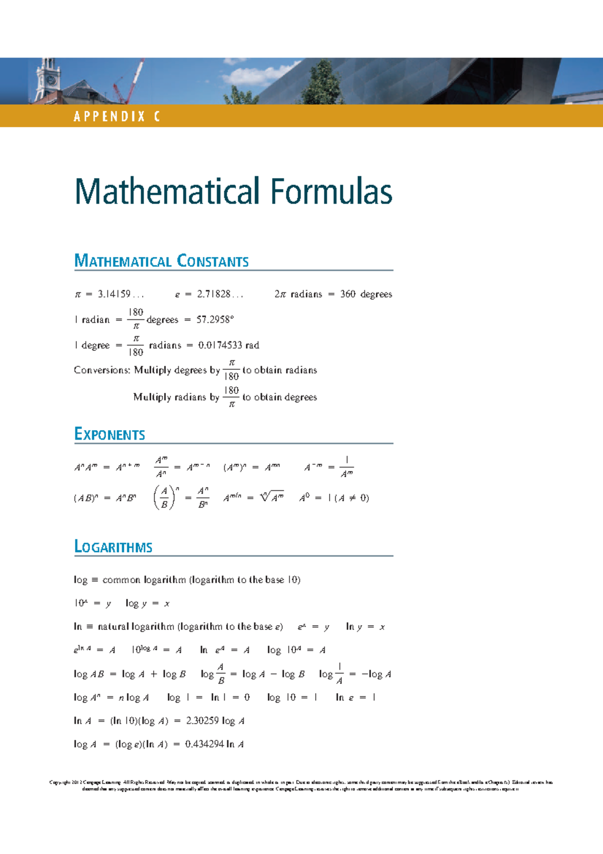 Deflections and Slopes of Beams - APPENDIX C Mathematical Formulas ...