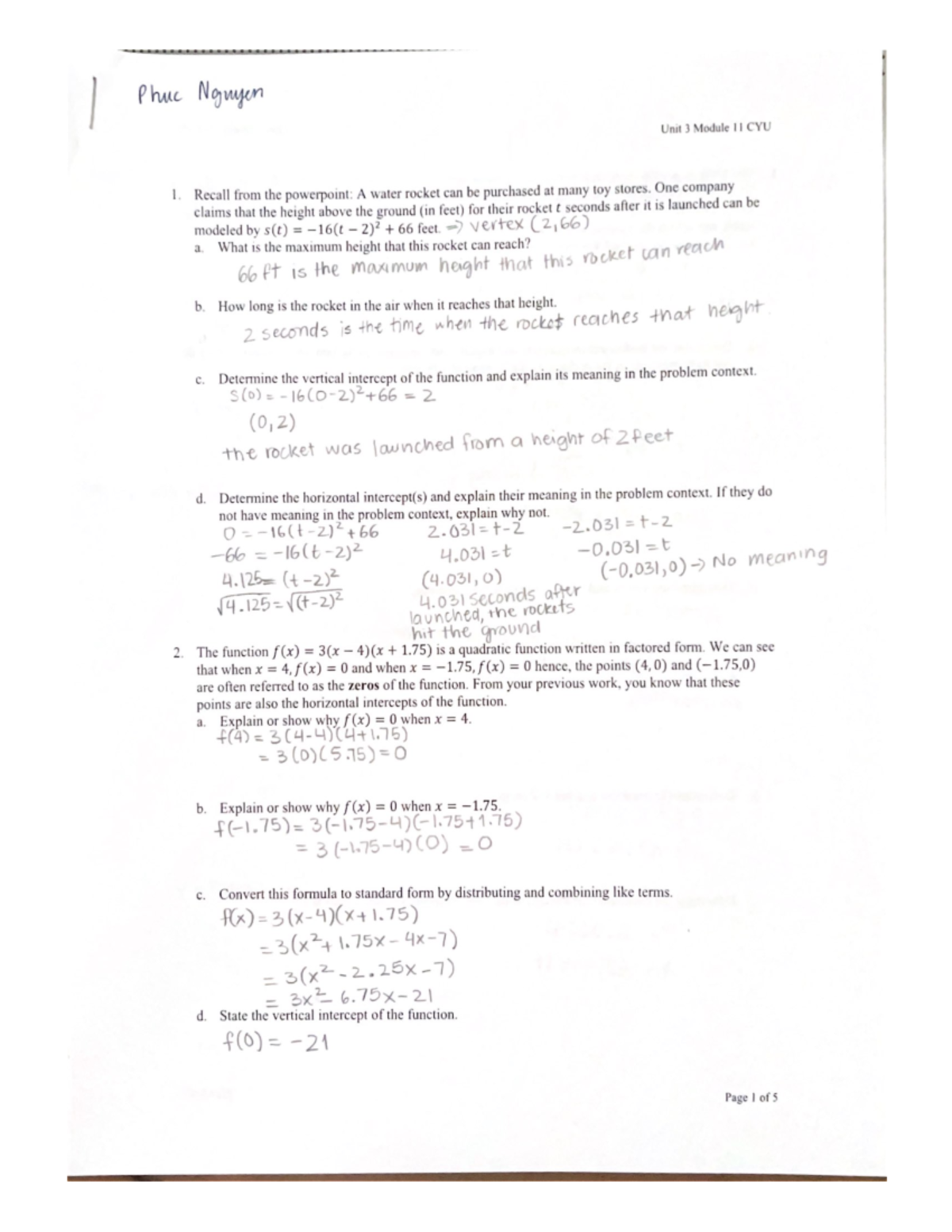 Math 105 Unit 3 Module 11 - Phuc Nowyon i, to Unit 3 Module 11 CYU ...