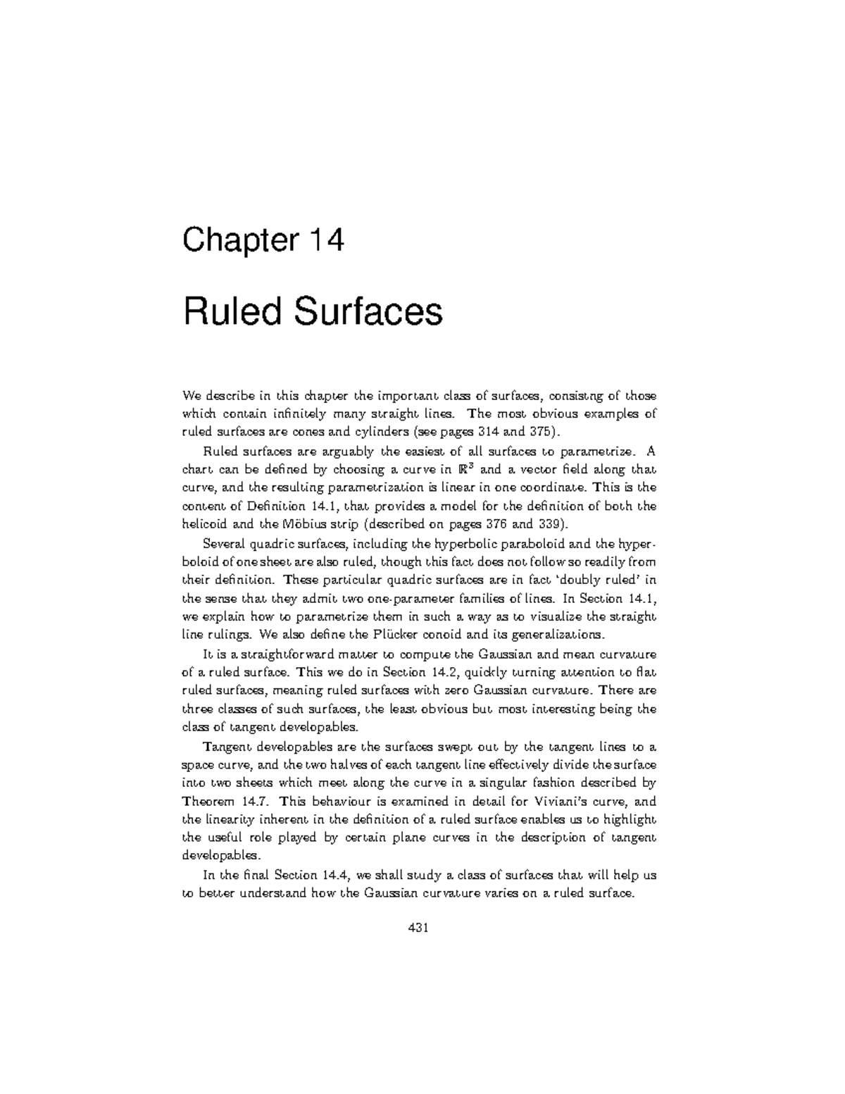 Ruled surfaces - Lecture notes 8-10 - Chapter 14 Ruled Surfaces We ...