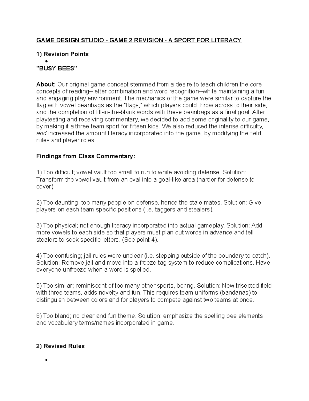 GDS - Game 6 - Revision - Prof. Mary Flanagan - GAME DESIGN STUDIO ...
