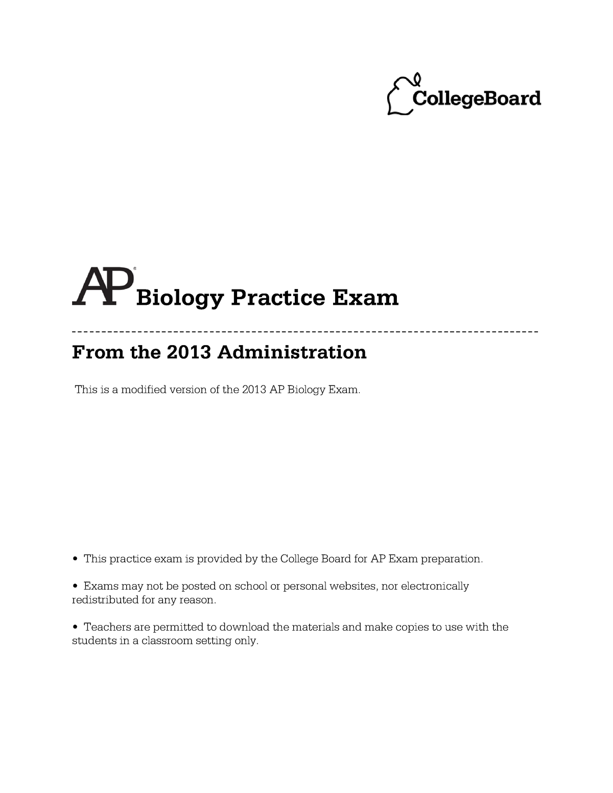 Ap Biology Practice Exam 2013 - Biology Practice Exam From The 2013 ...