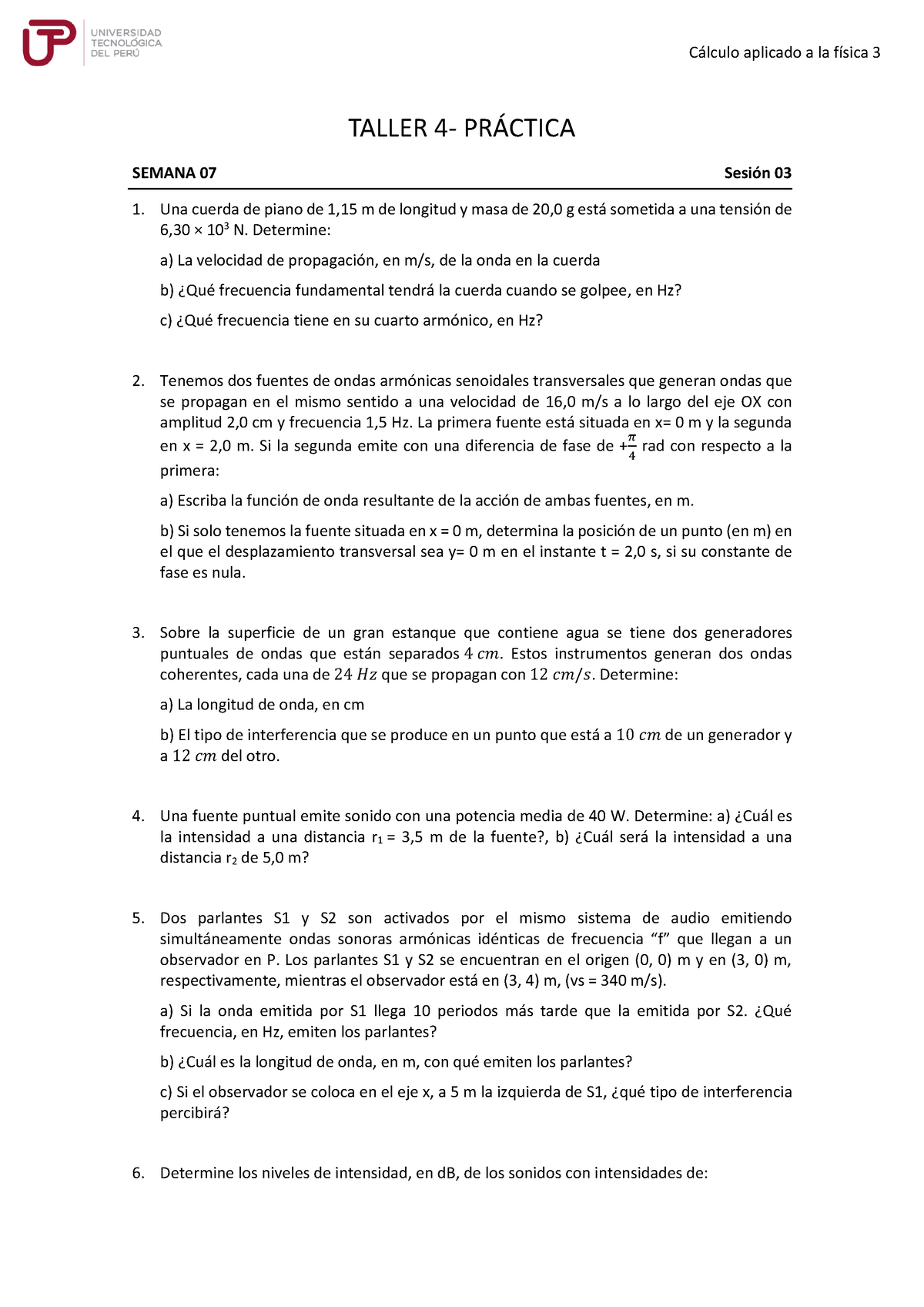 T4 Sem7 Ses3 Práctica - TALLER PRACTICO N° 03 DE CALCULO APLICADO A LA ...