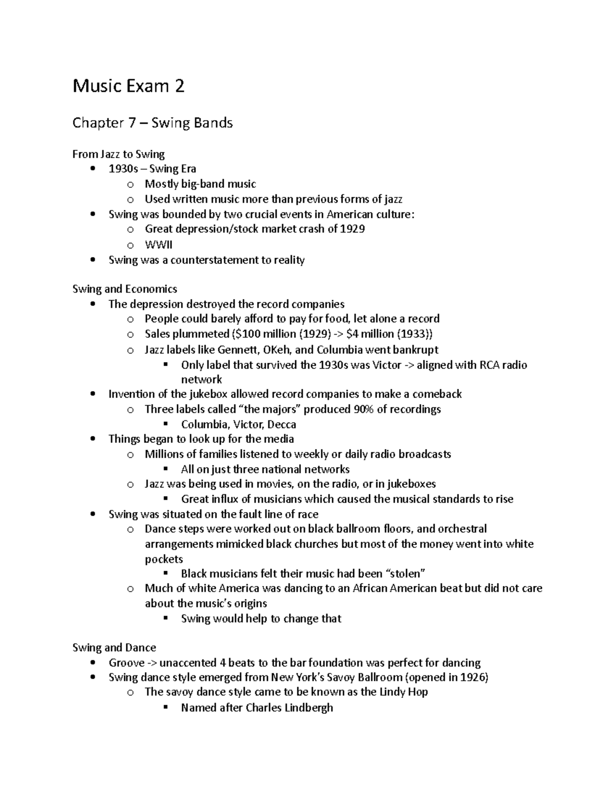 Music Exam 2 - o Stored in the heads of the musicians who played it Jam ...