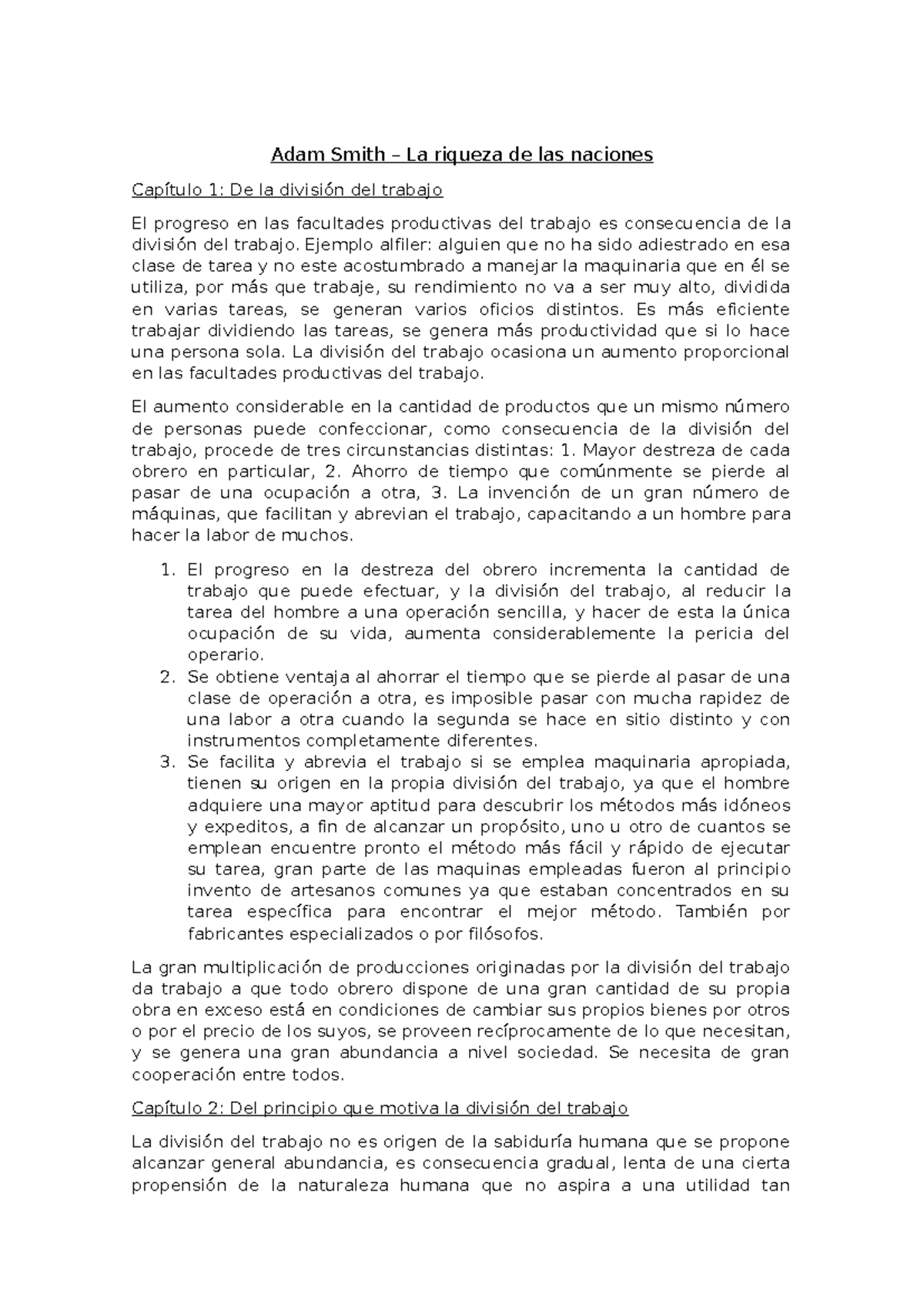 Adam Smith - okio - Adam Smith – La riqueza de las naciones Capítulo 1 ...