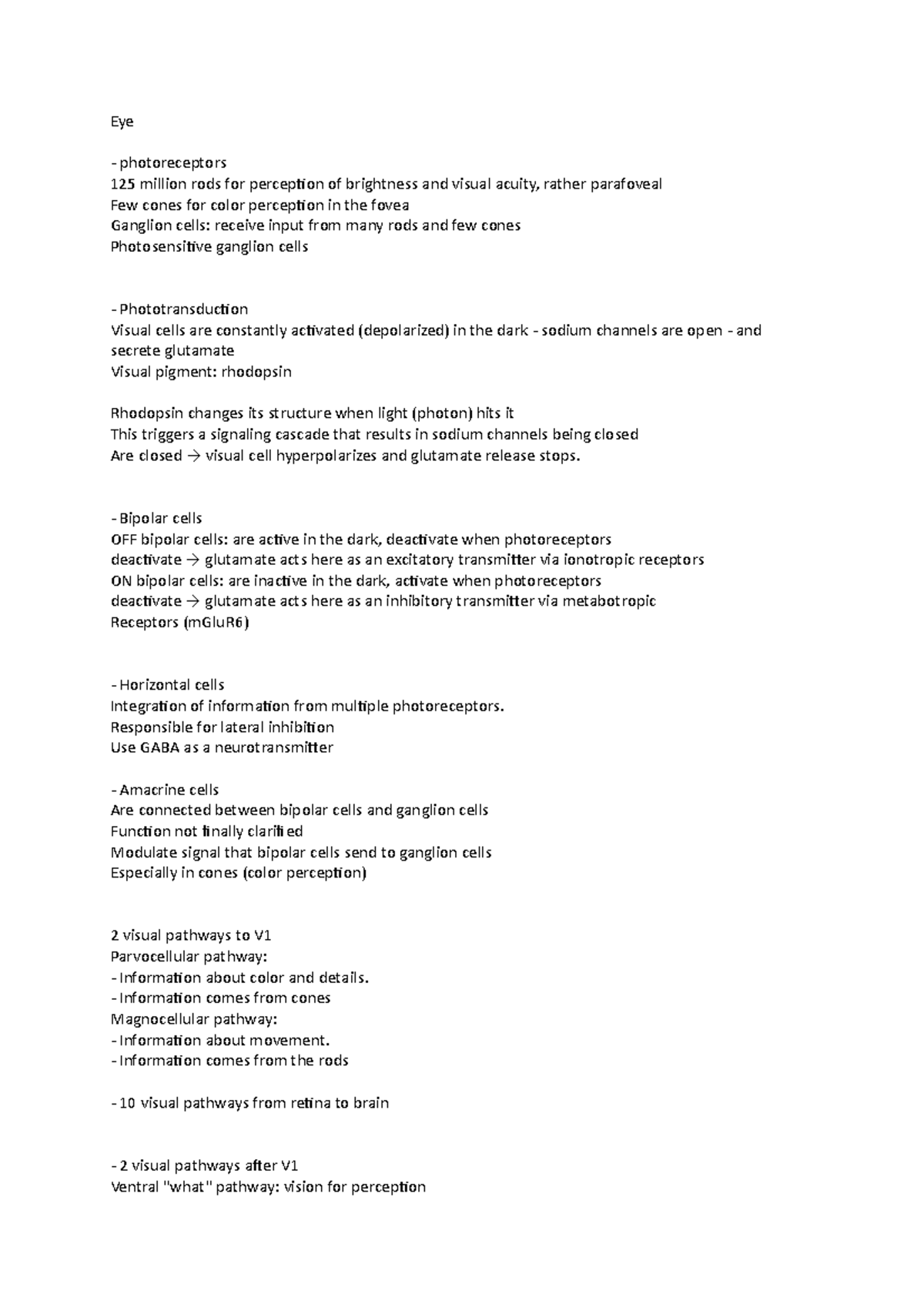 Eye Introductory Psychology Eye photoreceptors 125 million rods for