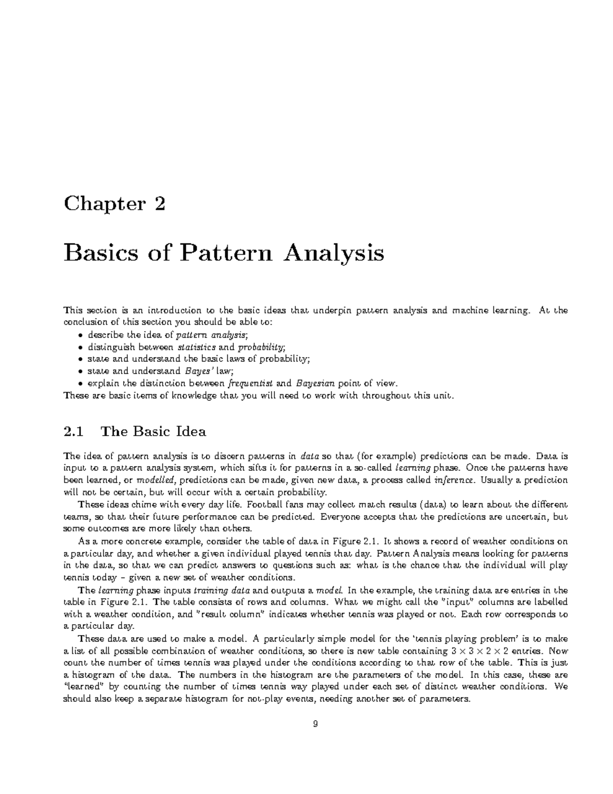 CM20220 2014-2015 Course Notes 2 - Chapter 2 Basics of Pattern Analysis ...