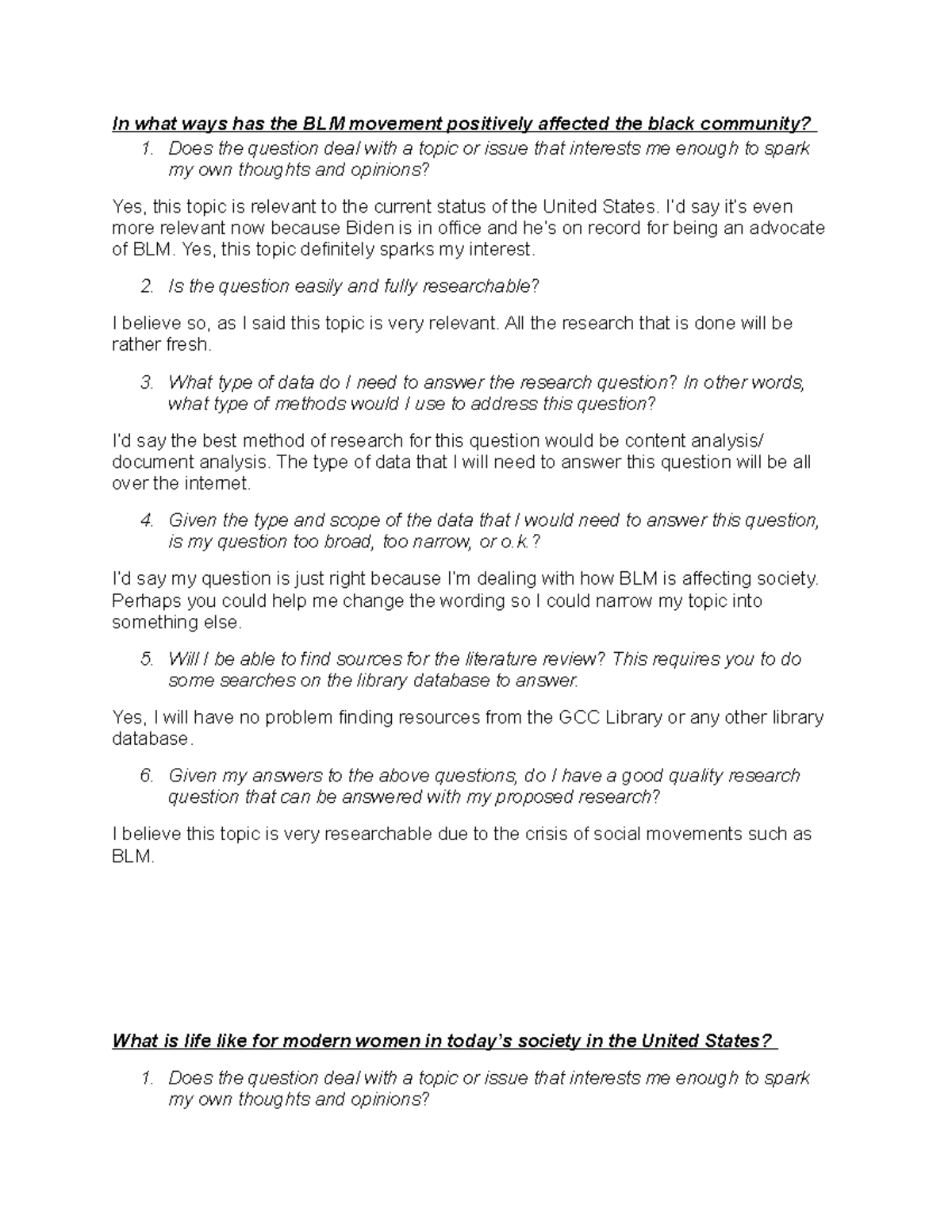Three Research Questions - In what ways has the BLM movement positively ...