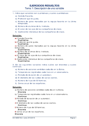 Ejercicios Estadistica T1 Soluciones Studocu